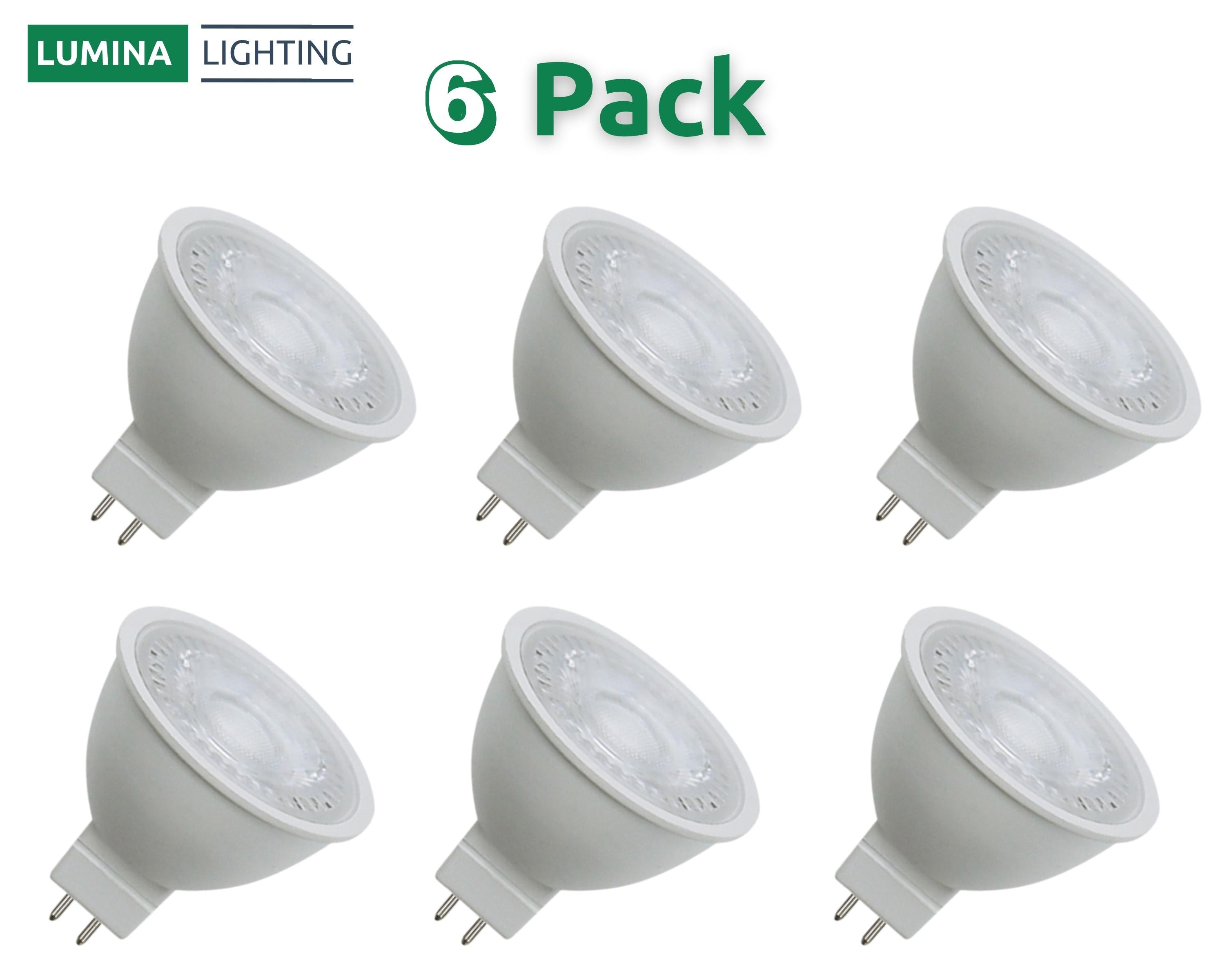 Lumina Lighting® MR16 5W LED Bulb | 5W Bi-Pin Landscape LED Light | 12V 3000K Warm White, 560 Lumens | (6-Pack)
