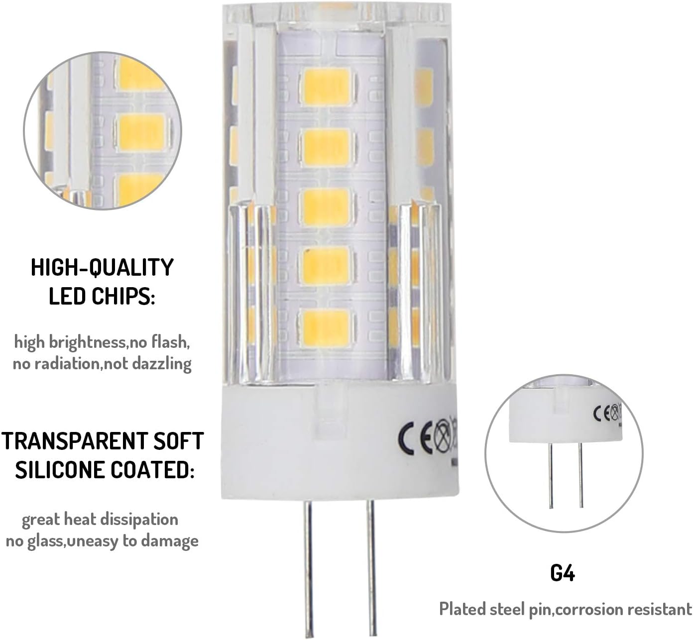 Lumina Lighting® 3W G4 LED Bulb | AC/DC 12V 3000K Warm White,270 Lumens | (10-Pack)