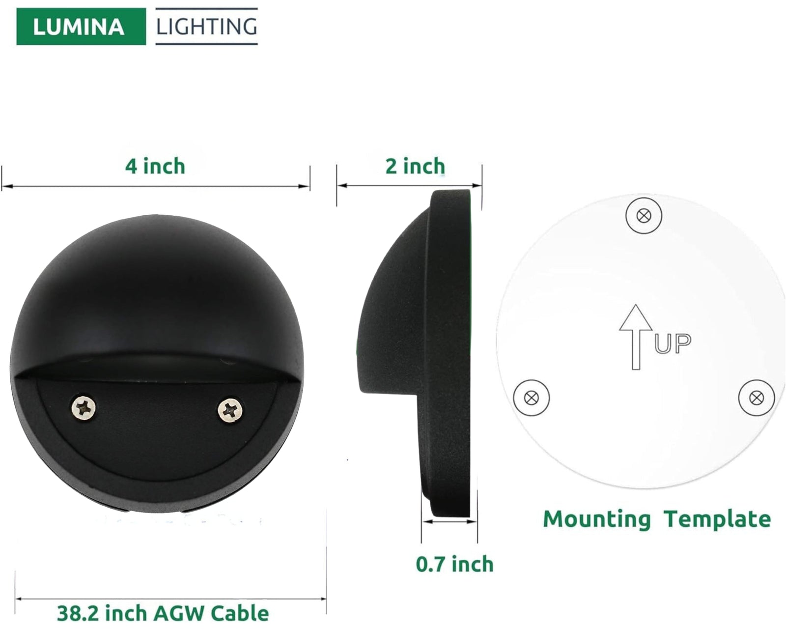 Lumina Lighting® 2W LED Deck Lights (2 Pack) | Low Voltage Landscape Deck Lights - 12V 3000K | G4 LED Bulb (Black)