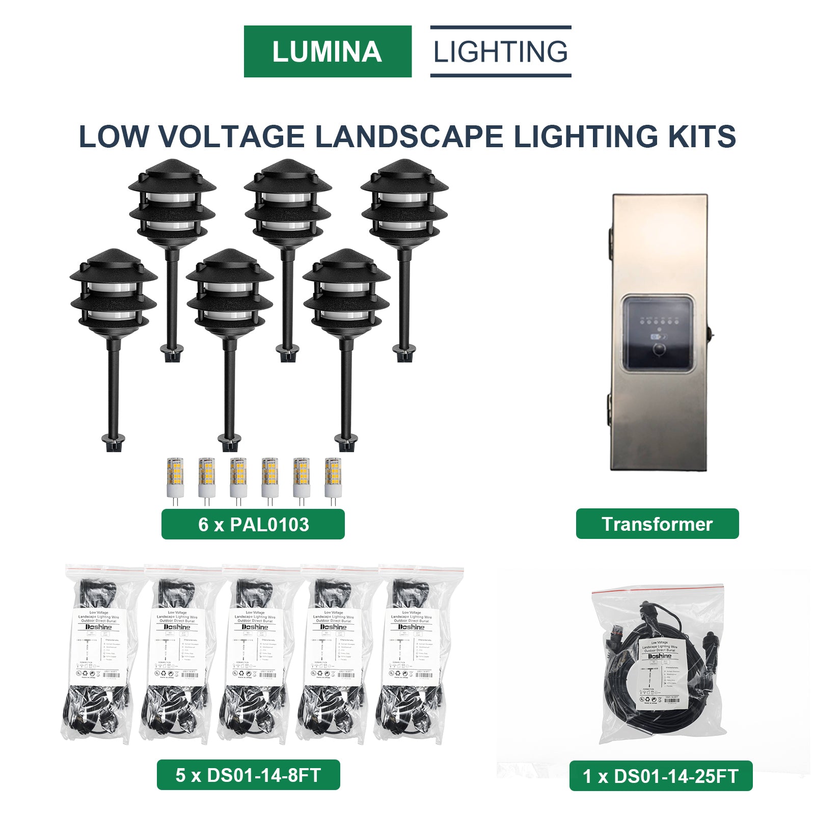 6 Pagoda Path Lights, 1 Transformer