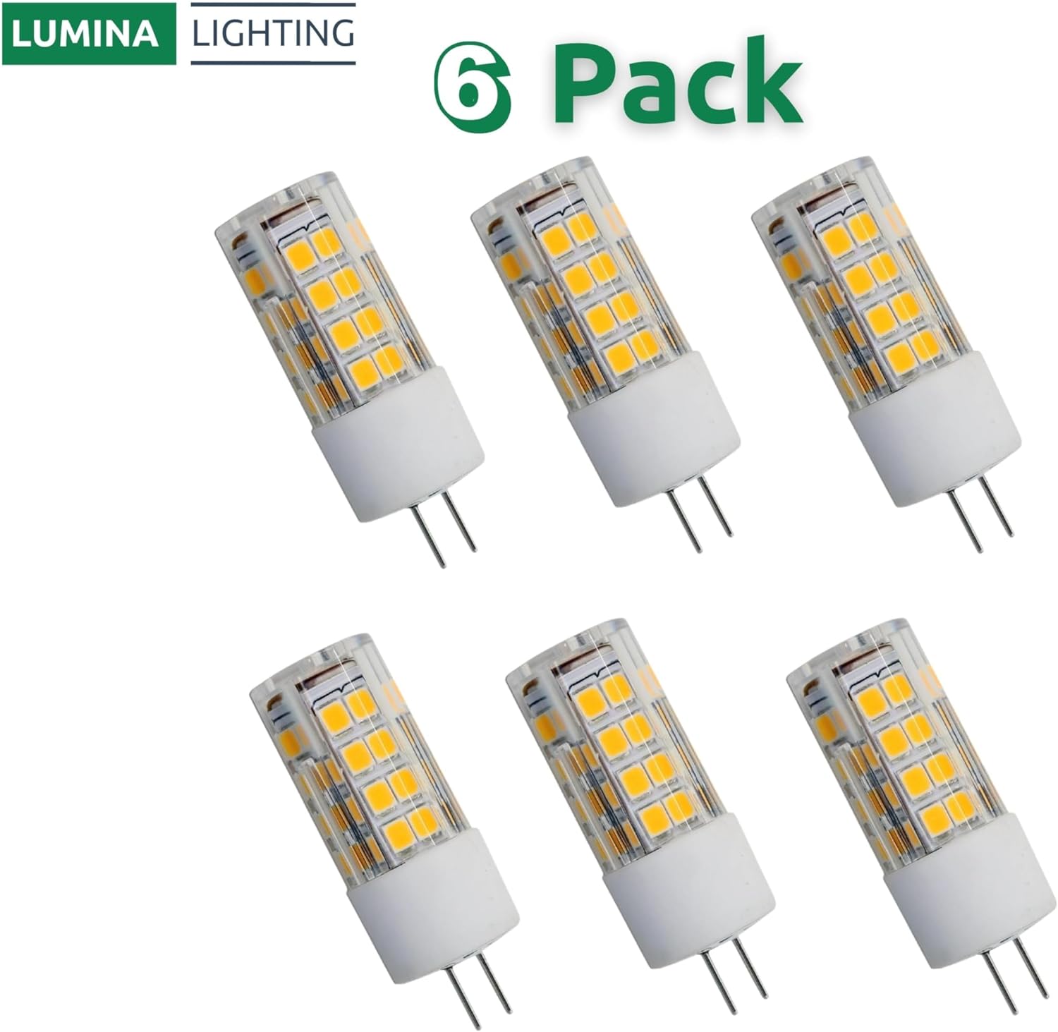 Lumina Lighting® G4 4W LED Bulb | 4W Bi-Pin Landscape LED Light | 12V 3000K Warm White, 380 Lumens | (6-Pack)