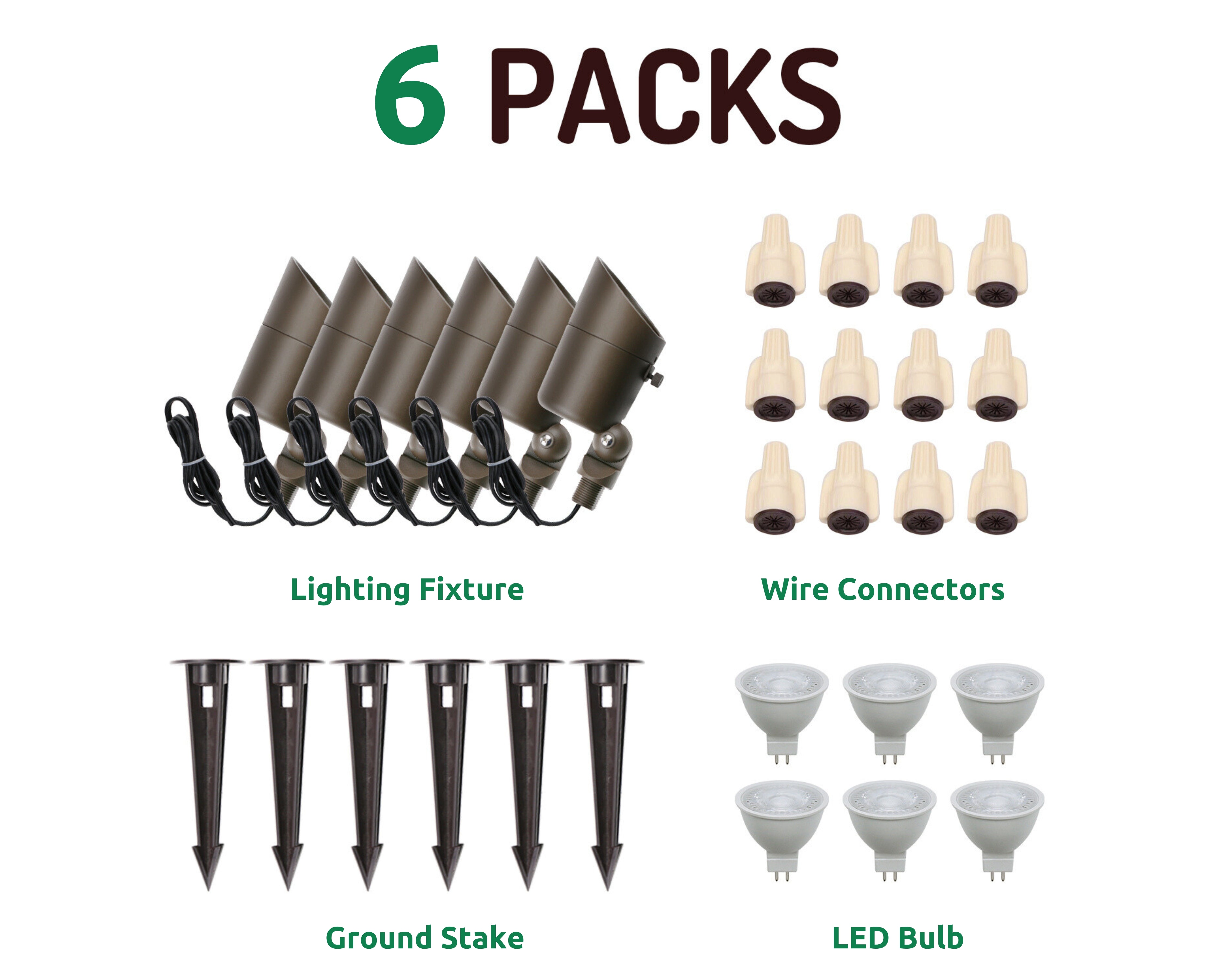Lumina Lighting® 5W Landscape Spotlights | Low Voltage Landscape Lighting Lights - 12V 3000K | Replaceable MR16 LED Bulb (Bronze, 6-Pack)