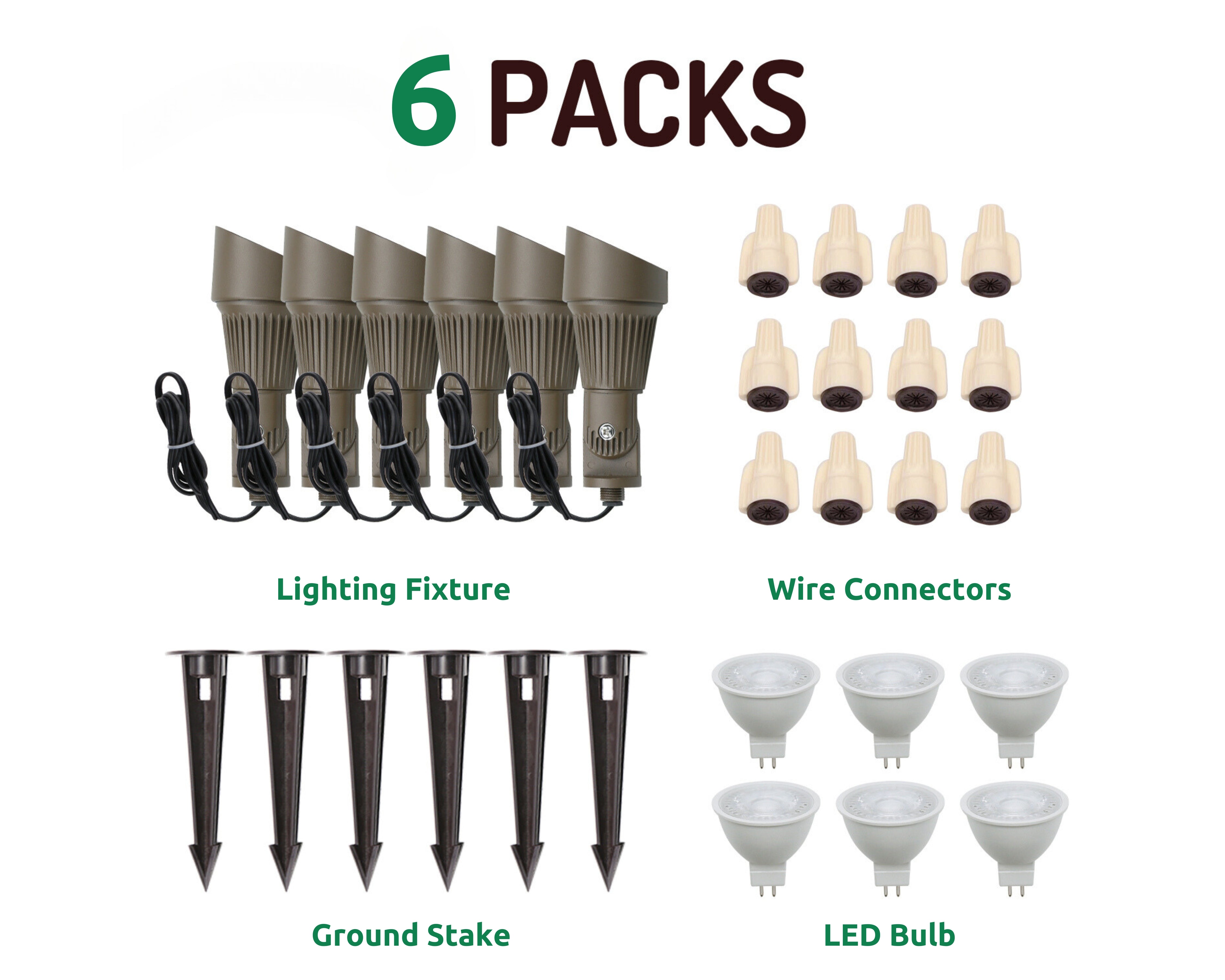 Lumina Lighting® 4W Low Voltage LED Spotlight | 12V Replaceable LED Bulb Included (Bronze, 6-Pack)