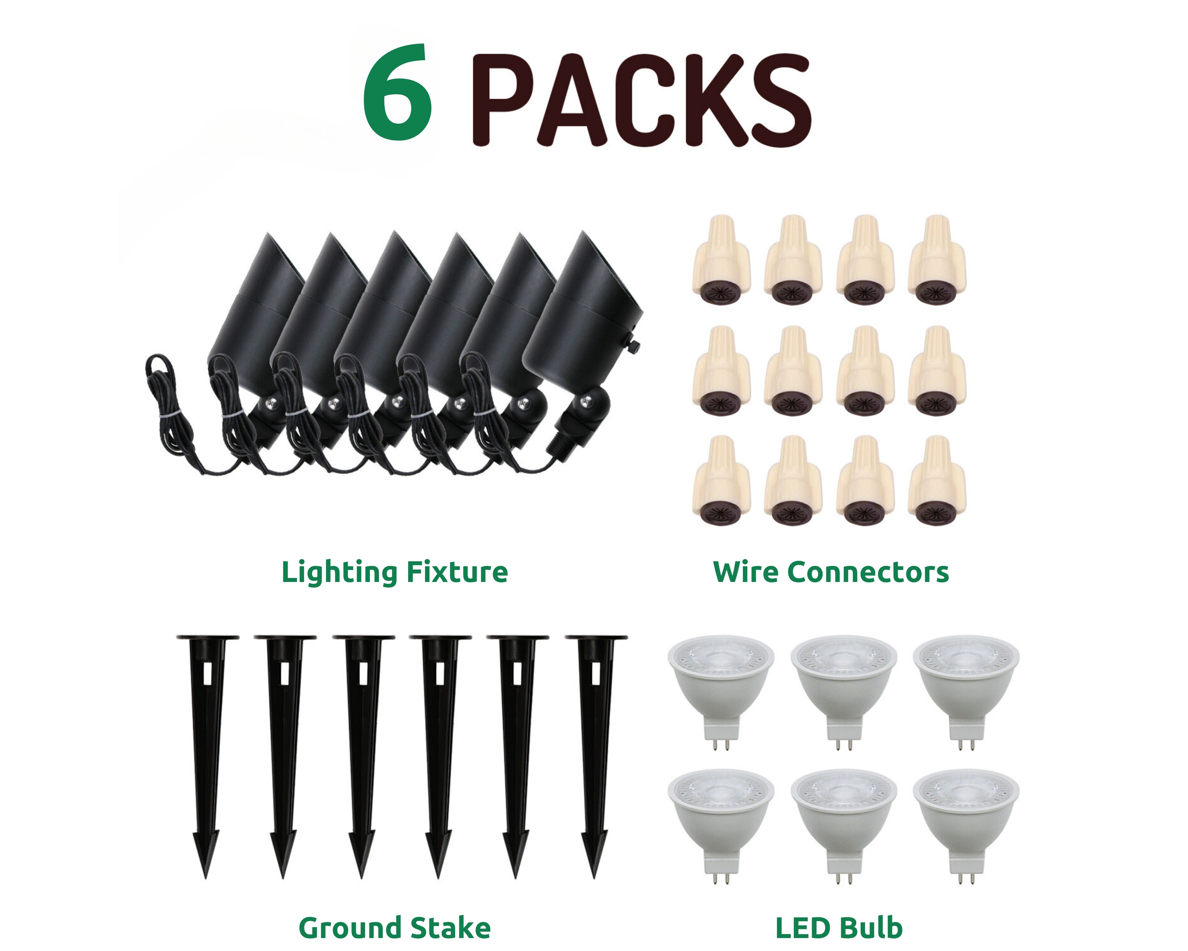 Lumina Lighting® 5W Low Voltage LED Spotlight | 12V Replaceable LED Bulb Included (Black, 6-Pack)
