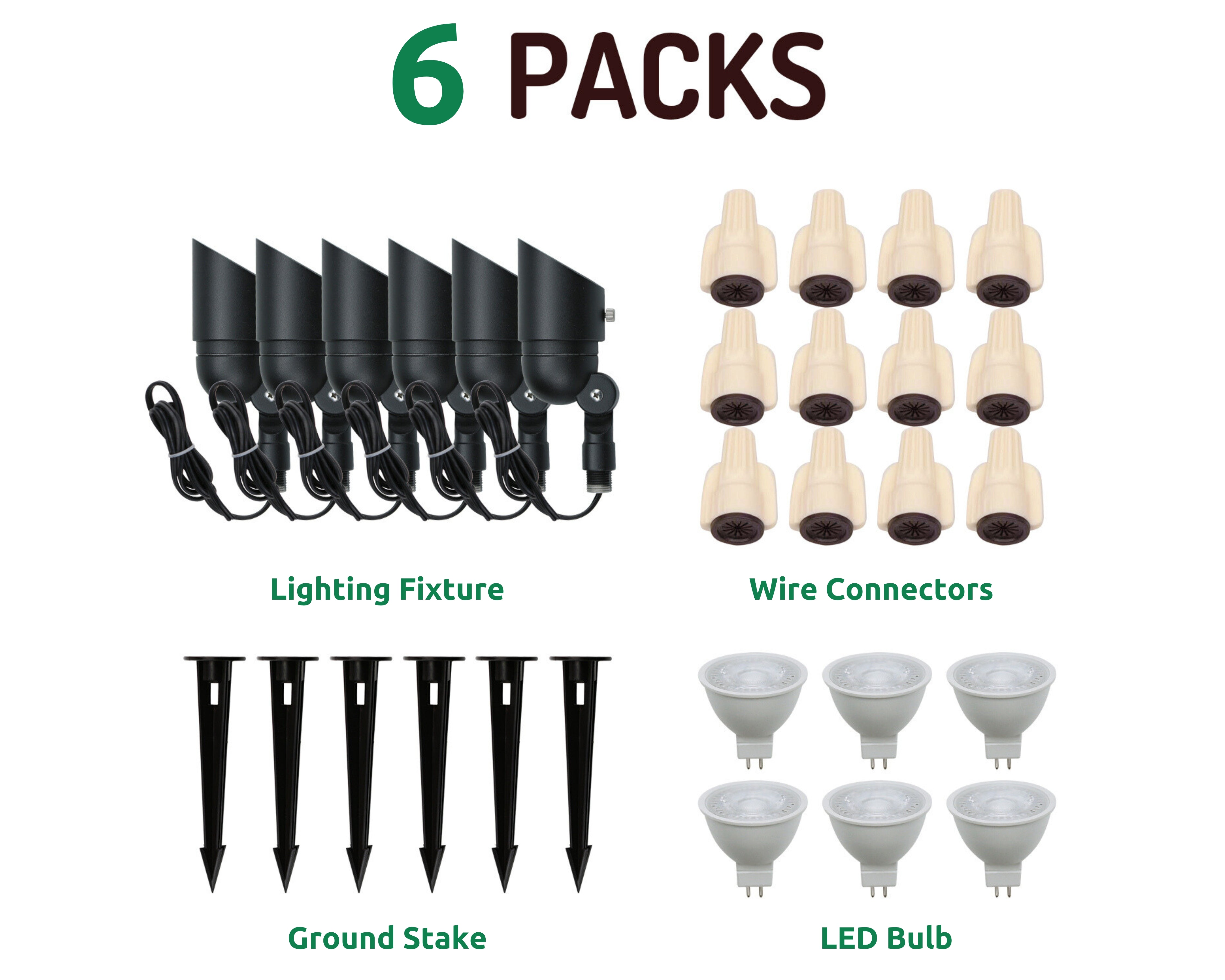 Lumina Lighting® 4W Low Voltage LED Spotlight | 12V Replaceable LED Bulb Included (Black, 6-Pack)