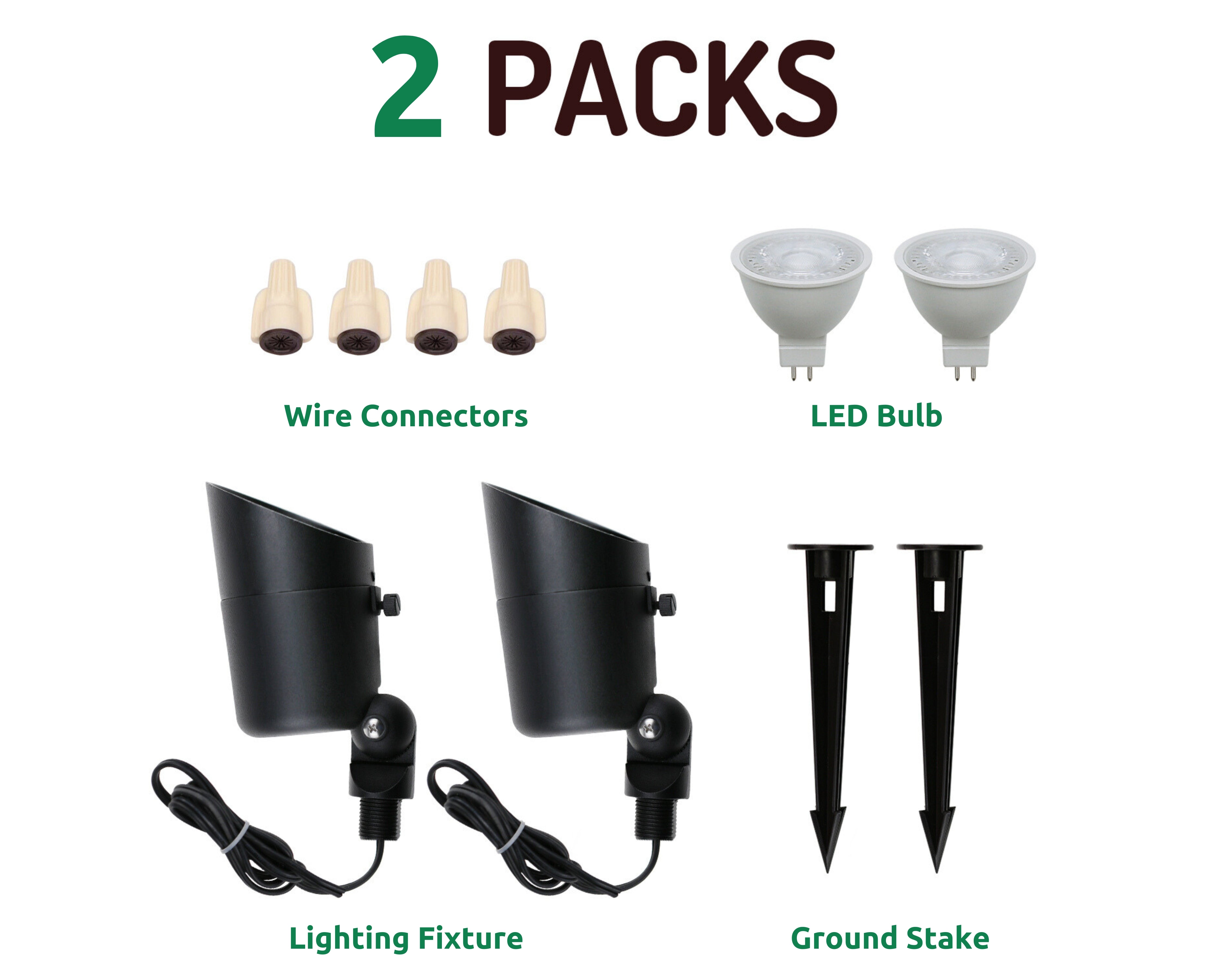 Lumina Lighting® 5W Low Voltage LED Spotlight | 12V Replaceable LED Bulb Included (Black, 2-Pack)