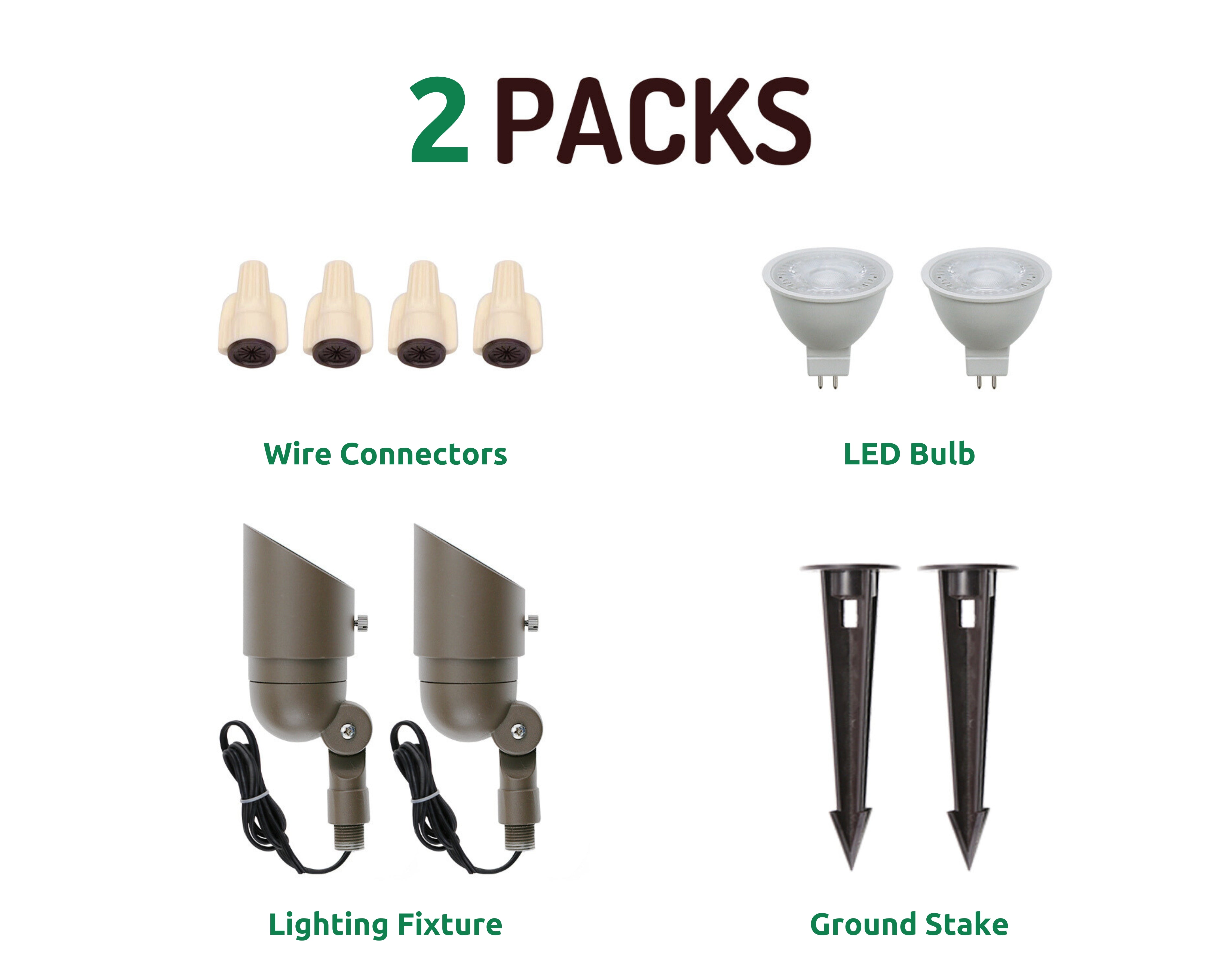 Lumina Lighting® 4W Low Voltage LED Spotlight | 12V ReplaceableLED Bulb Included  (Bronze, 2-Pack)