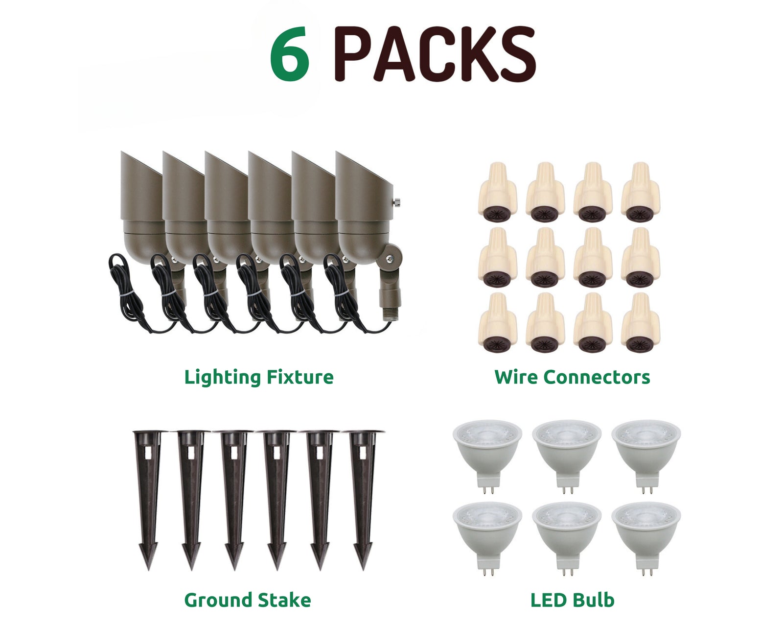 Lumina Lighting® 5W Landscape Spotlights | Low Voltage Landscape Lighting Lights - 12V 3000K | Replaceable MR16 LED Bulb (Bronze, 6-Pack)