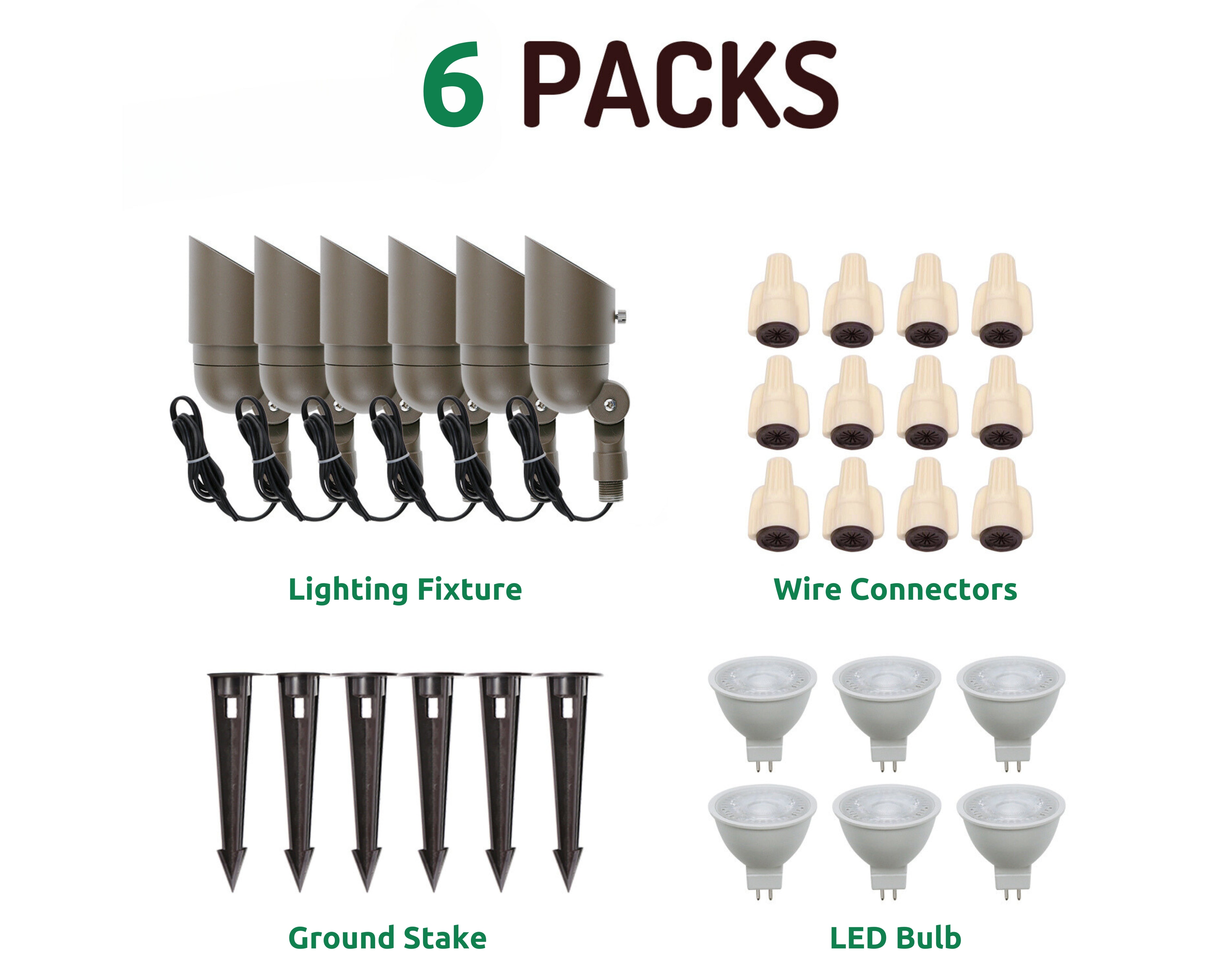 Lumina Lighting® 4W Landscape Spotlights | Low Voltage Landscape Lighting Lights - 12V 3000K | Replaceable MR16 LED Bulb (Bronze, 6-Pack)