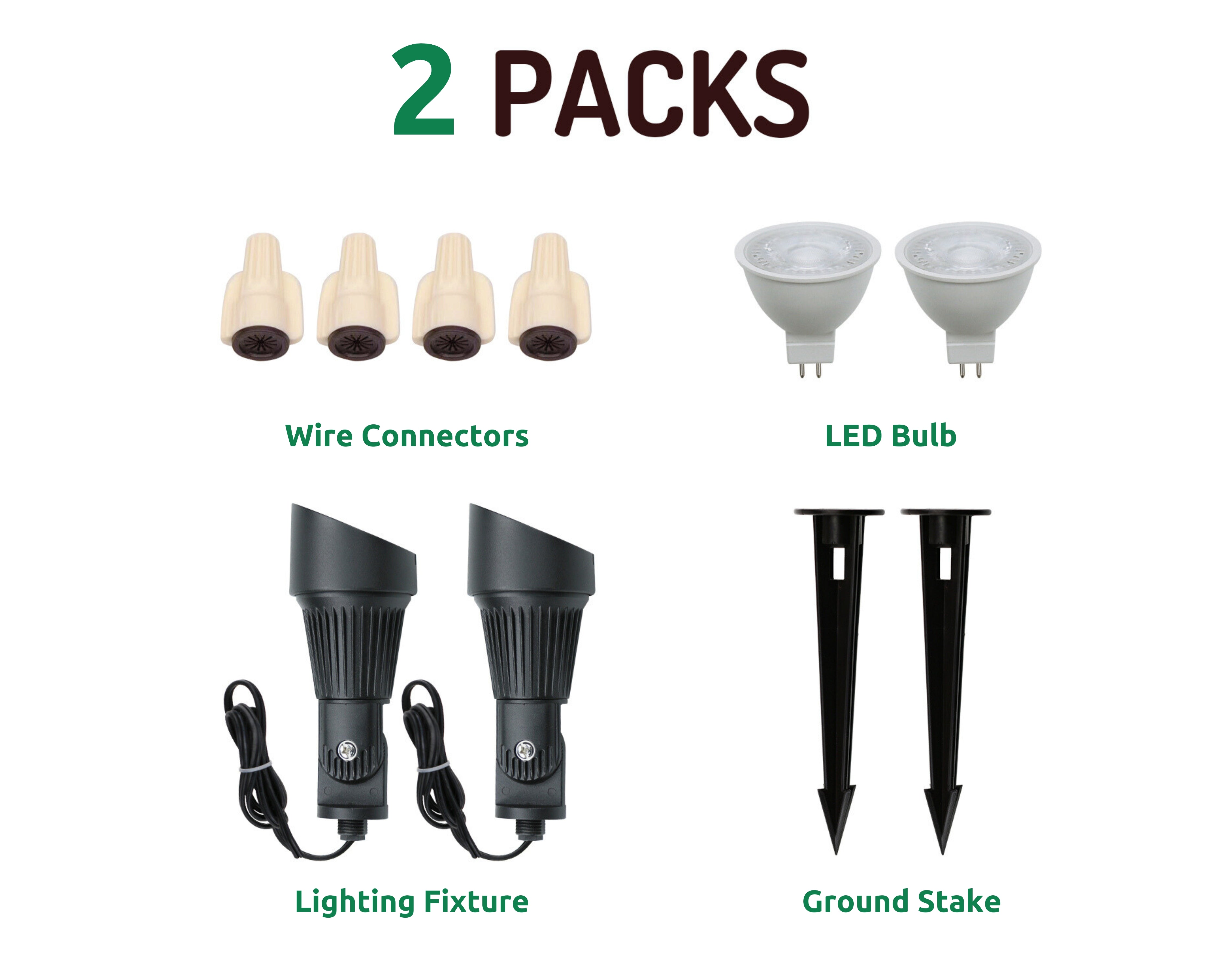 Lumina Lighting® 5W Landscape Spotlights | Low Voltage Landscape Lighting Lights - 12V 3000K | Replaceable MR16 LED Bulb (Black, 2-Pack)
