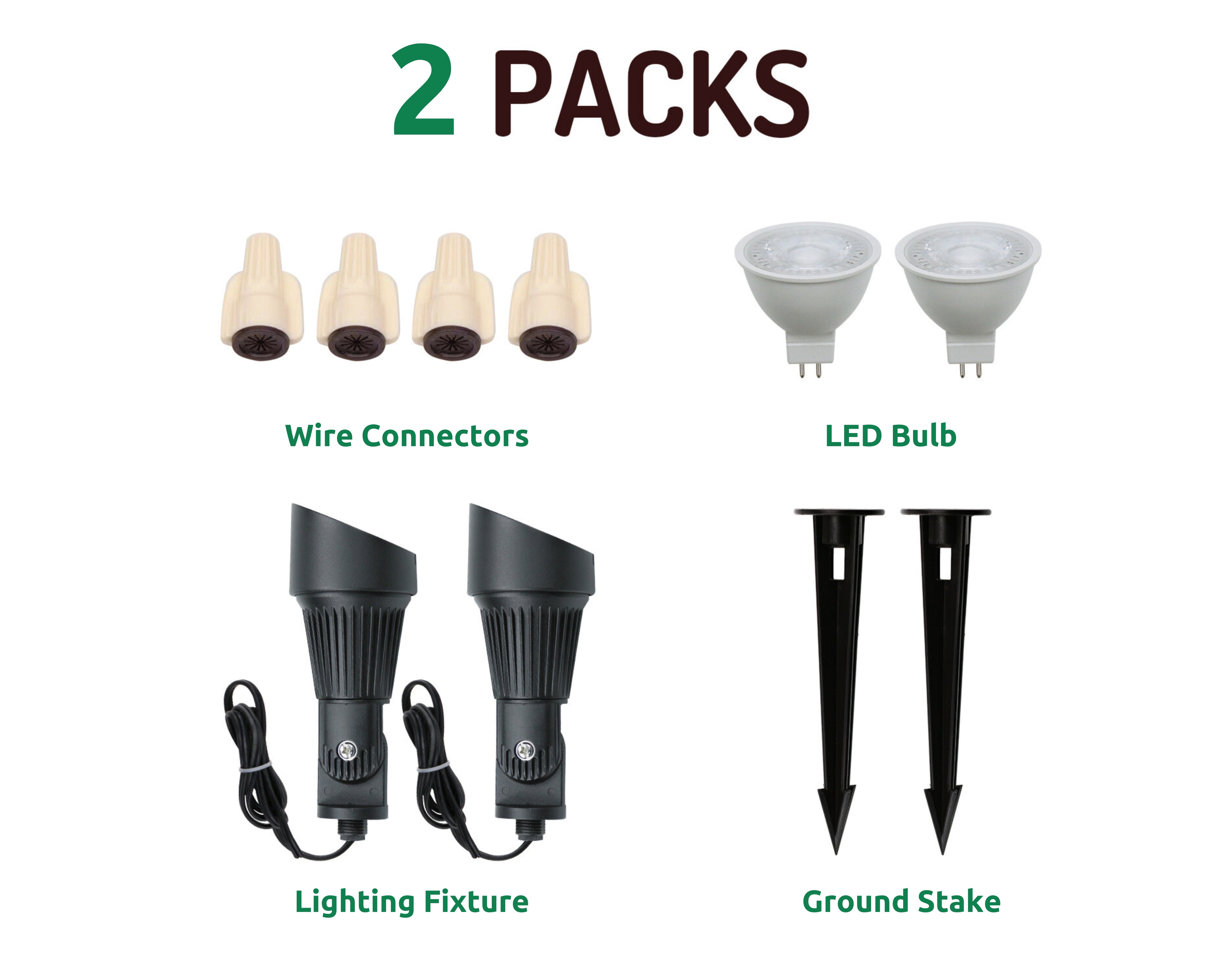 Lumina Lighting® 4W Low Voltage LED Spotlight | 12V Replaceable LED Bulb Included  (Black, 2-Pack)