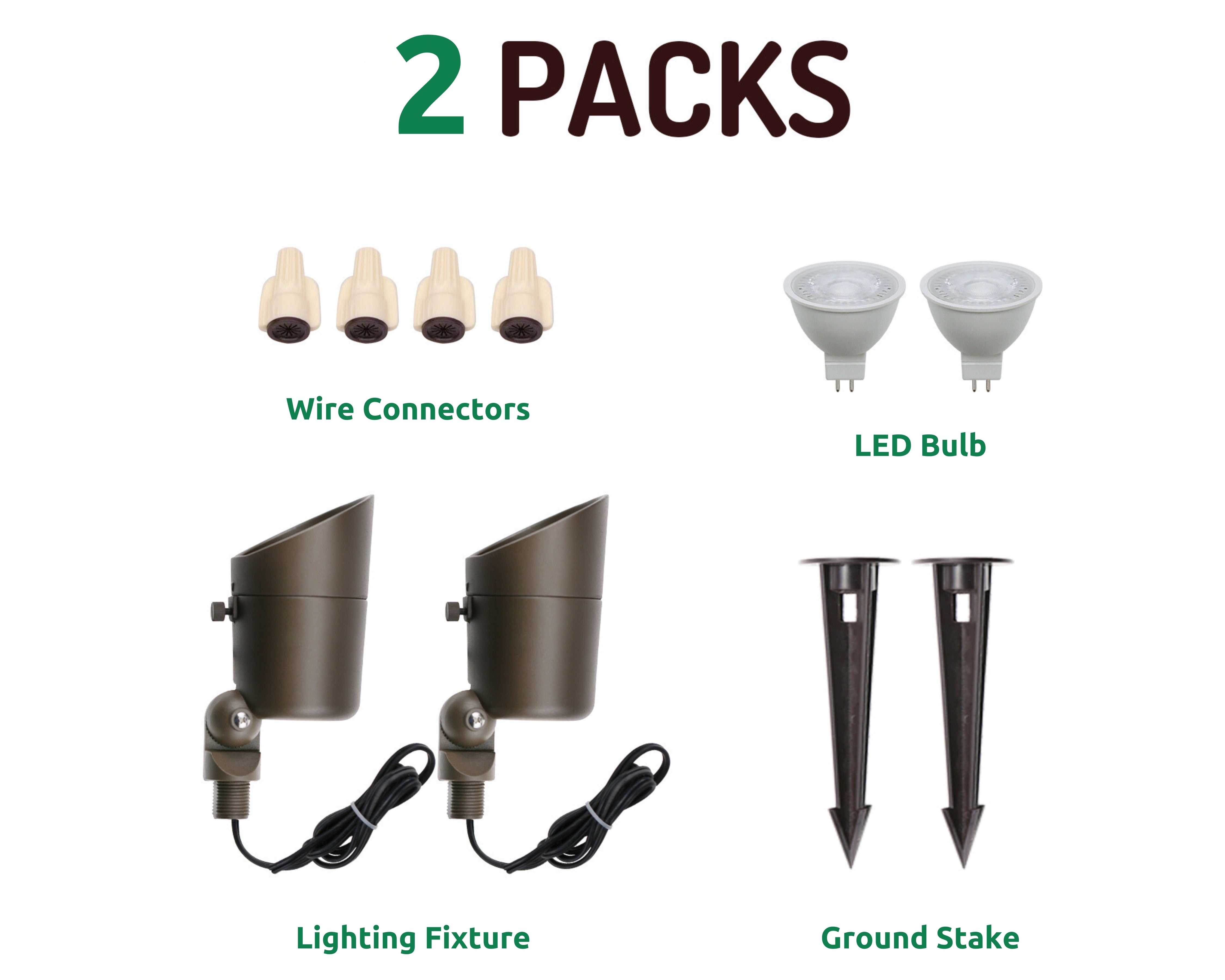 Lumina Lighting® 4W Low Voltage LED Spotlight | 12V ReplaceableLED Bulb Included  (Bronze, 2-Pack)