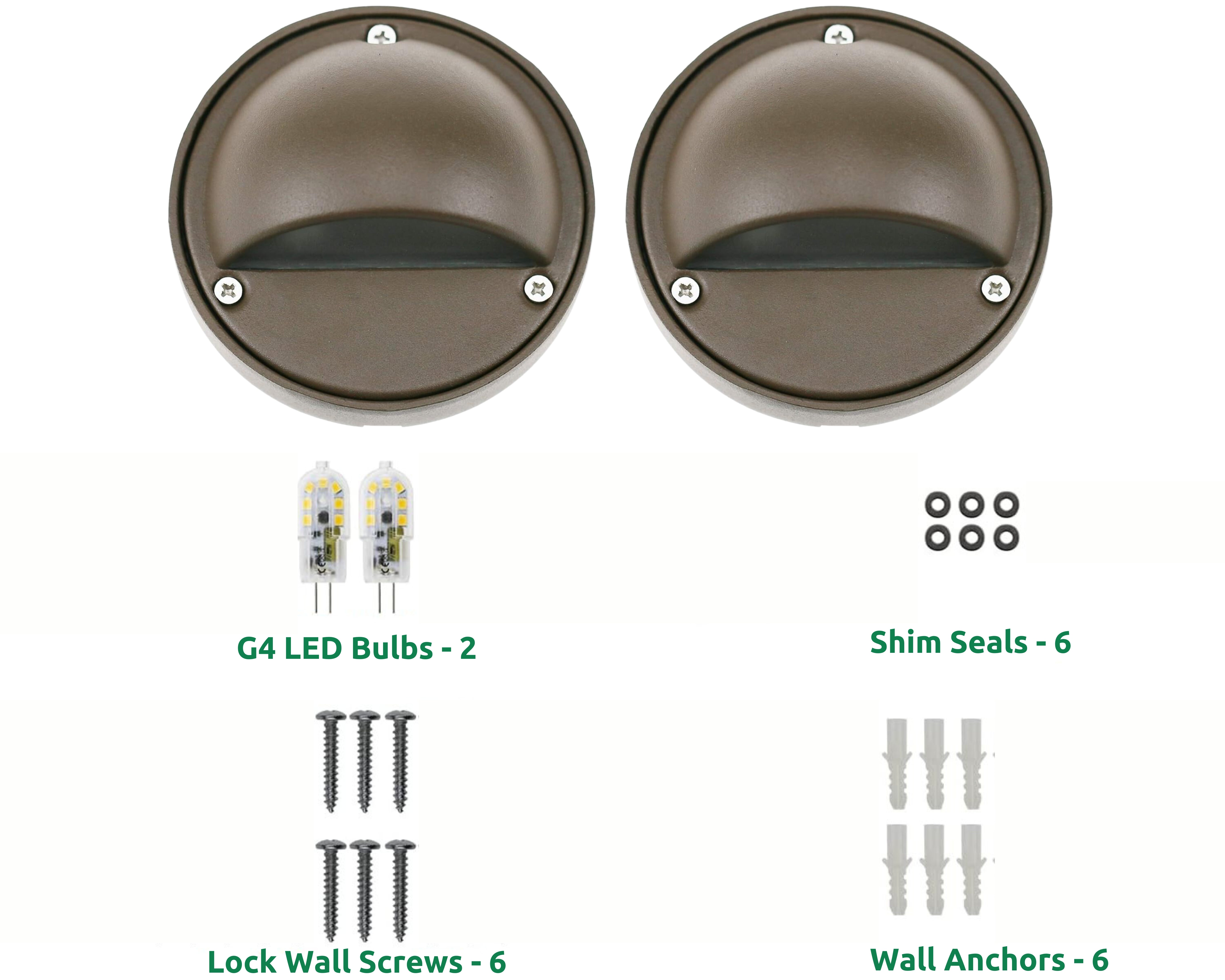 Lumina Lighting® 2W Low Voltage LED Deck Lights | 12V AC/DC | Replaceable LED Bulb Included | (Bronze, 2-Pack)