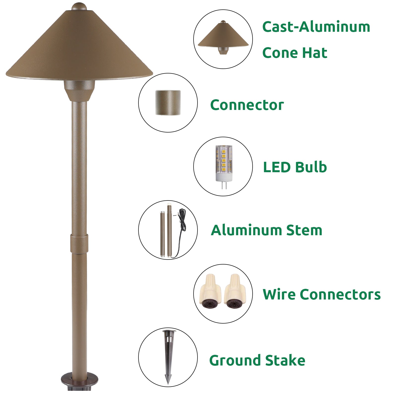 Lumina Lighting® 3W Low Voltage LED Pathway Lights 12V Replaceable LED Bulb Included (Bronze, 4-Pack)