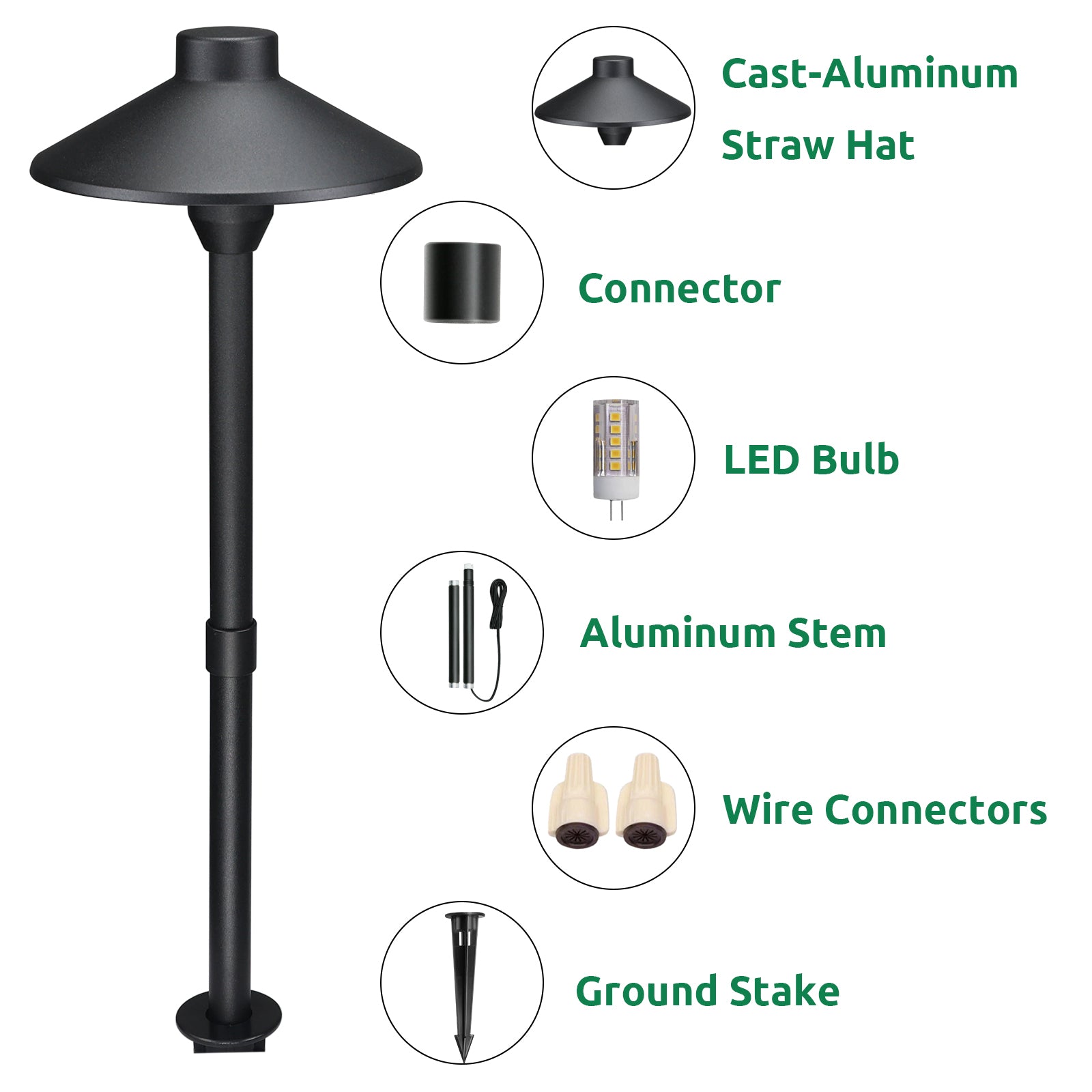 Lumina Lighting® 3W Low Voltage LED Pathway Lights 12V Replaceable LED Bulb Included PAL0106-BKLED6 (Black, 6-Pack)