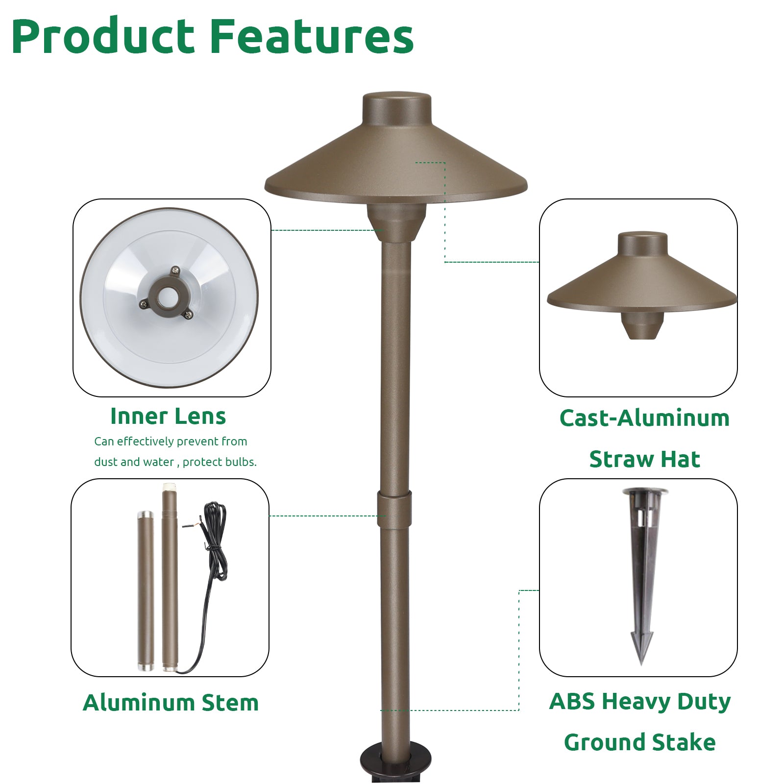 Lumina Lighting® 3W Low Voltage LED Pathway Lights 12V Replaceable LED Bulb Included PAL0106-BZLED4 (Bronze, 4-Pack)