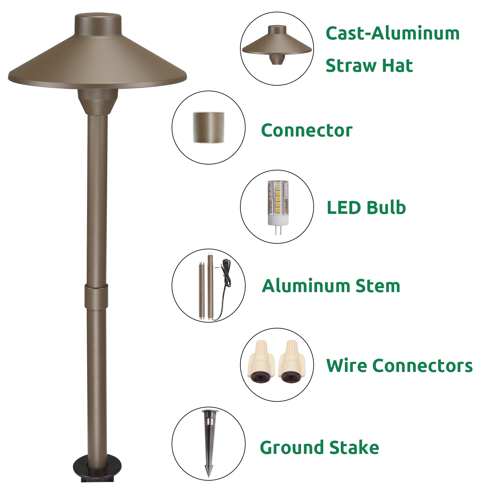 Lumina Lighting® 3W Low Voltage LED Pathway Lights 12V Replaceable LED Bulb Included PAL0106-BZLED6 (Bronze, 6-Pack)