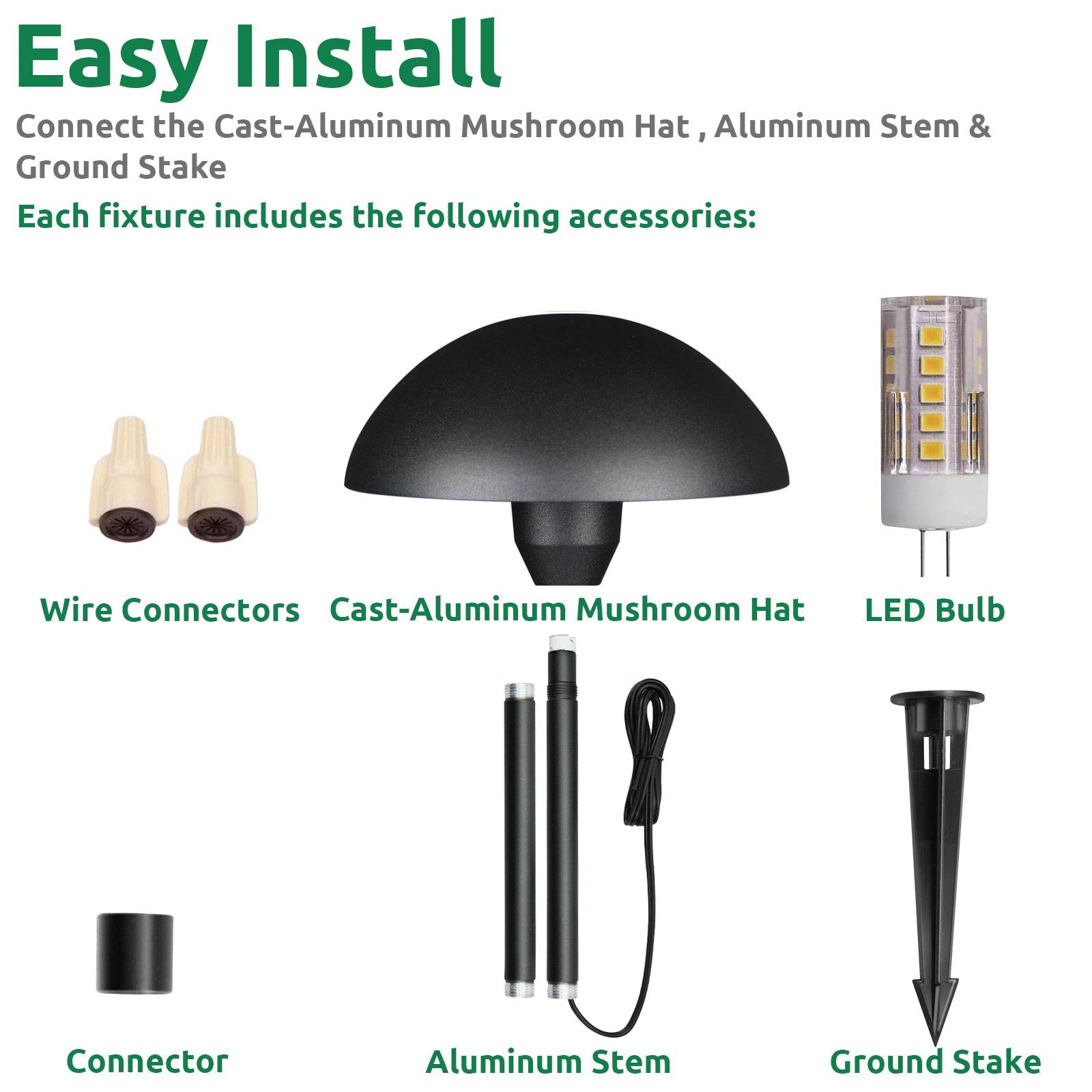 Lumina Lighting® 3W Low Voltage LED Pathway Lights 12V Replaceable LED Bulb Included PAL0106-BKLED6 (Black, 6-Pack)