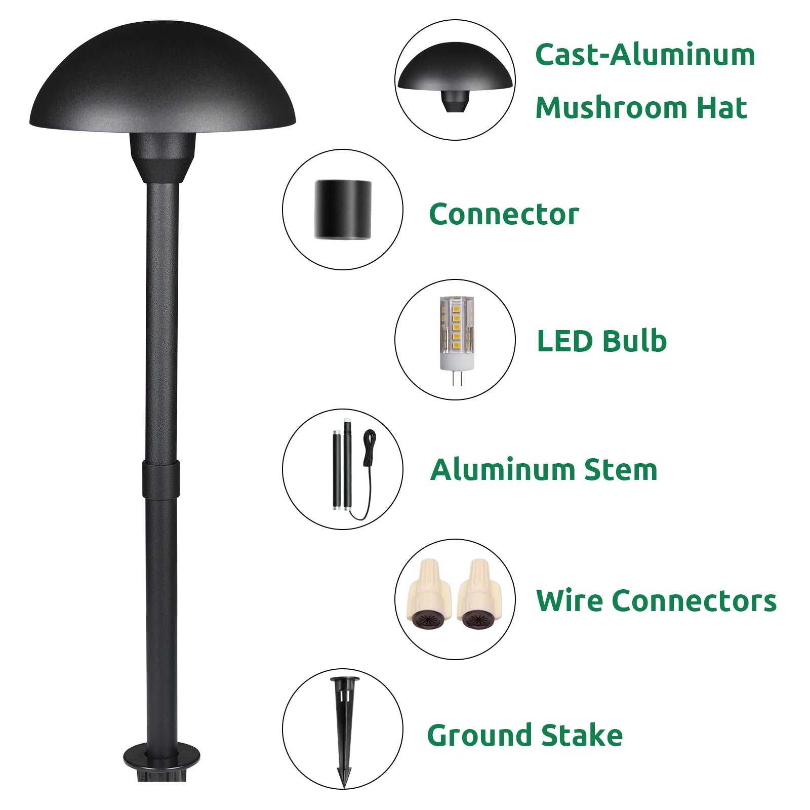 Lumina Lighting® 3W Low Voltage LED Pathway Lights 12V Replaceable LED Bulb Included PAL0106-BKLED6 (Black, 6-Pack)