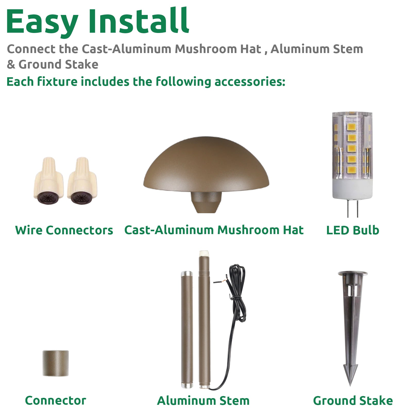 Lumina Lighting® 3W Low Voltage LED Pathway Lights 12V Replaceable LED Bulb Included PAL0106-BZLED6 (Bronze, 6-Pack)