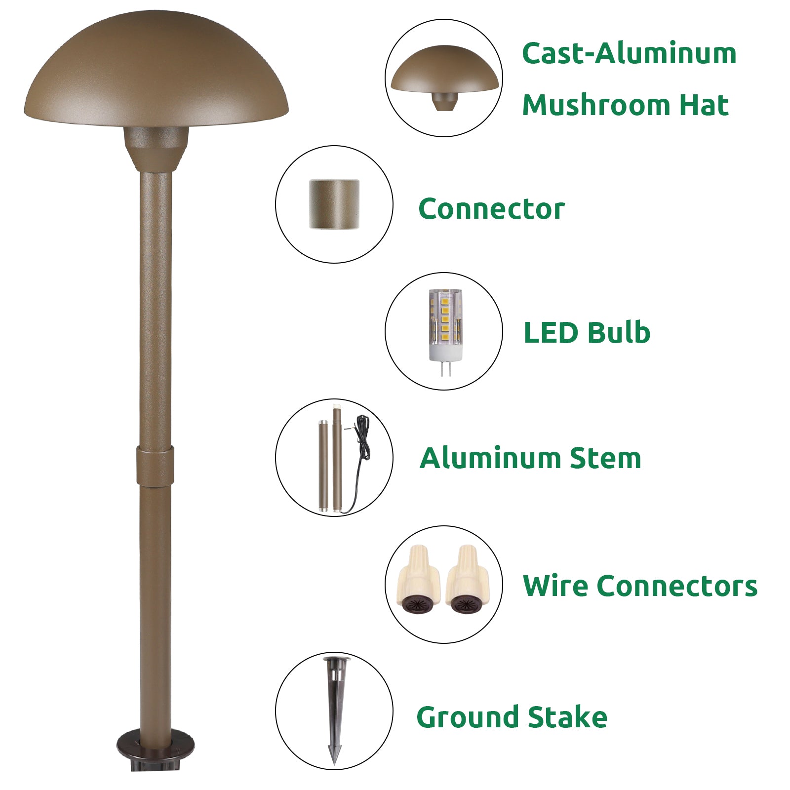 Lumina Lighting® 3W Low Voltage LED Pathway Lights 12V Replaceable LED Bulb Included PAL0106-BZLED6 (Bronze, 6-Pack)