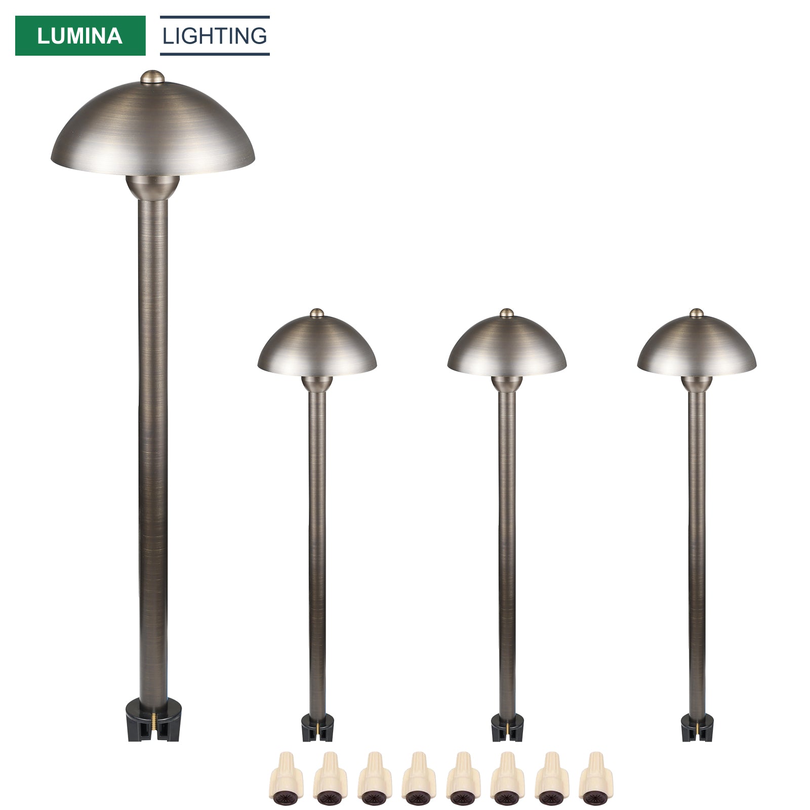 Lumina Lighting® 3W Cast Brass Low Voltage LED Pathway Lights 12V Replaceable LED Bulb Included (Antique Brass, 4-Pack)