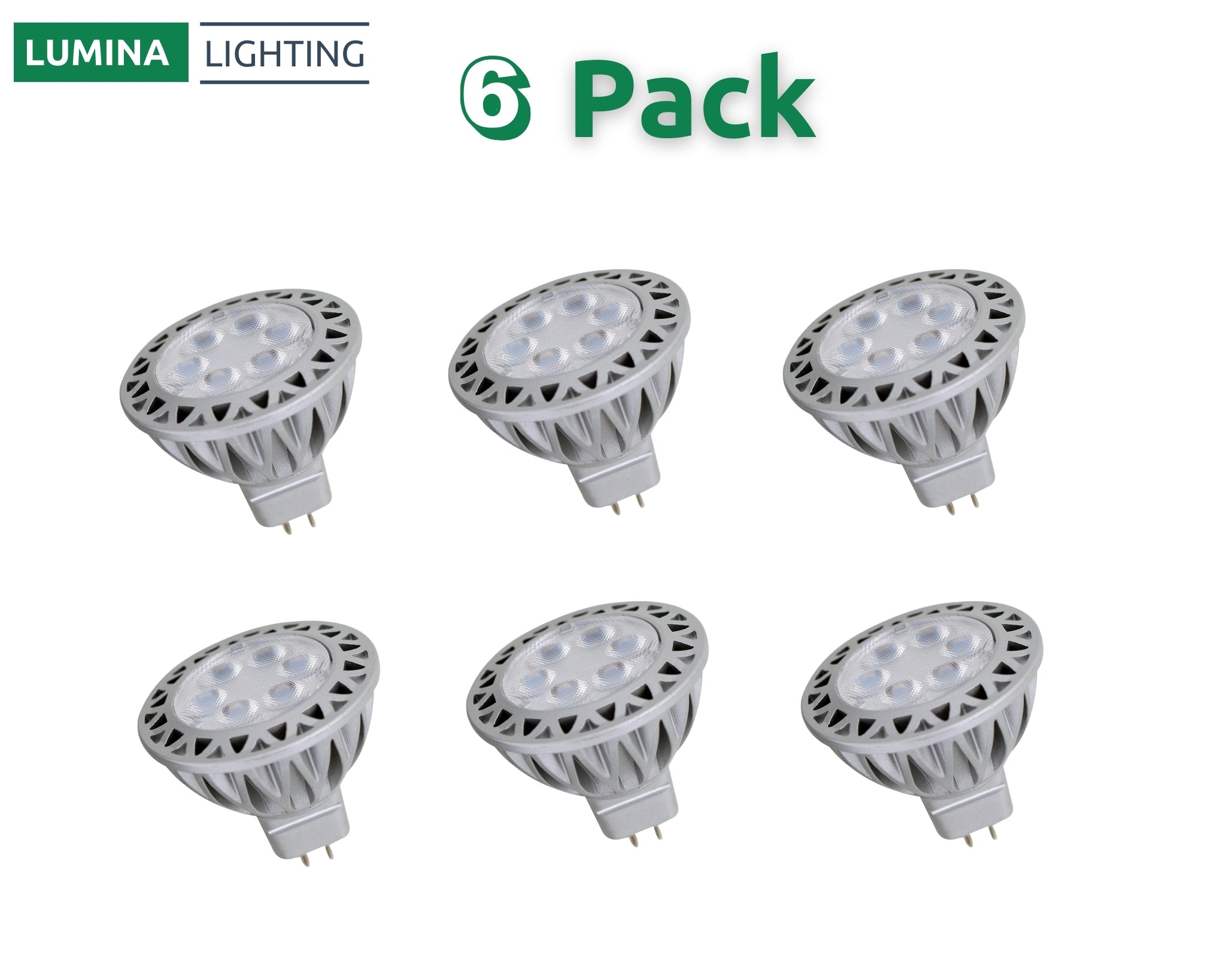 Lumina Lighting® 5W MR16 LED Bulb | AC/DC 12V 3000K Warm White 380 Lumens | (6-Pack)