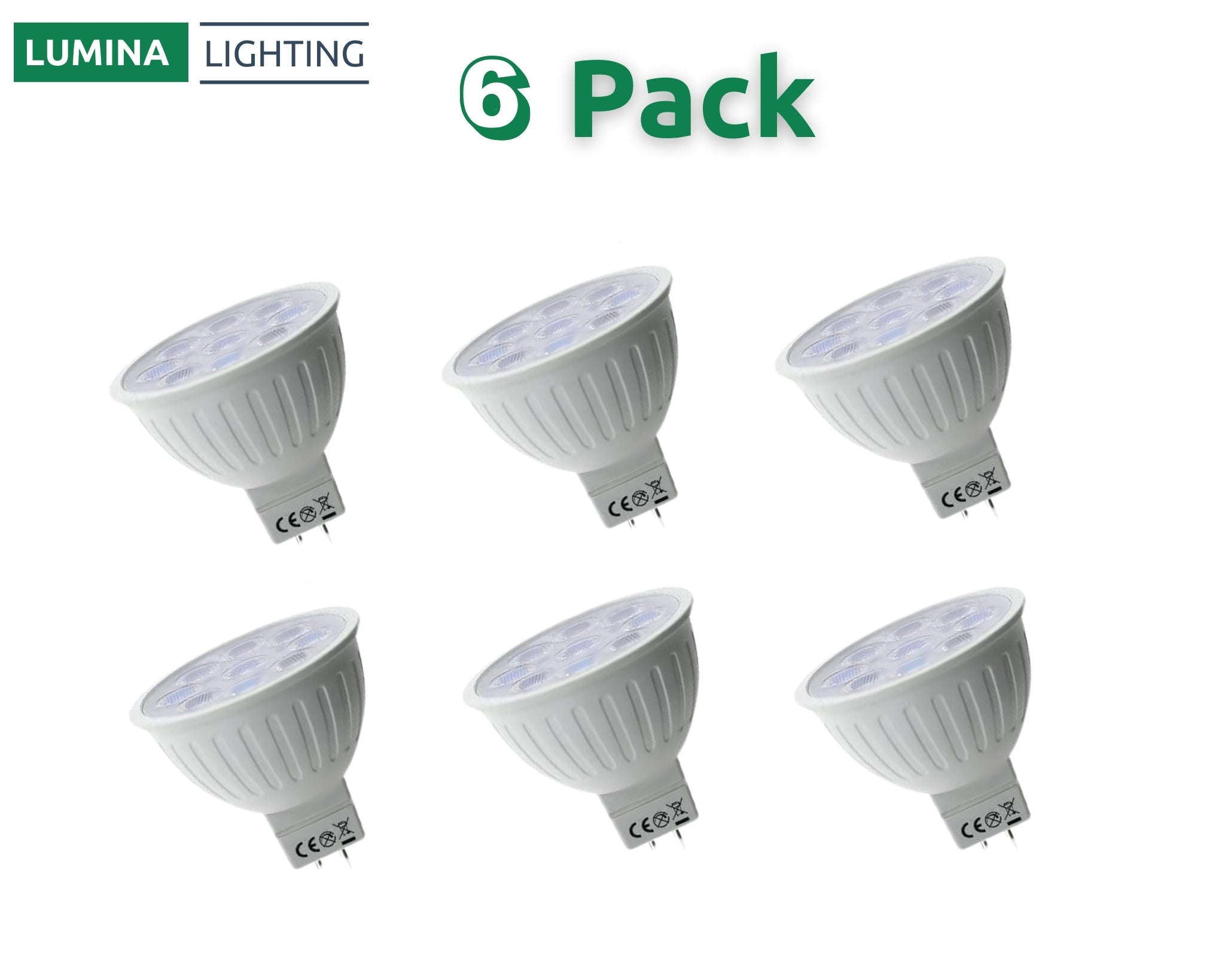 Lumina Lighting® 4W MR16 LED Bulb | AC/DC 12V 3000K Warm White 320 Lumens | (6-Pack)