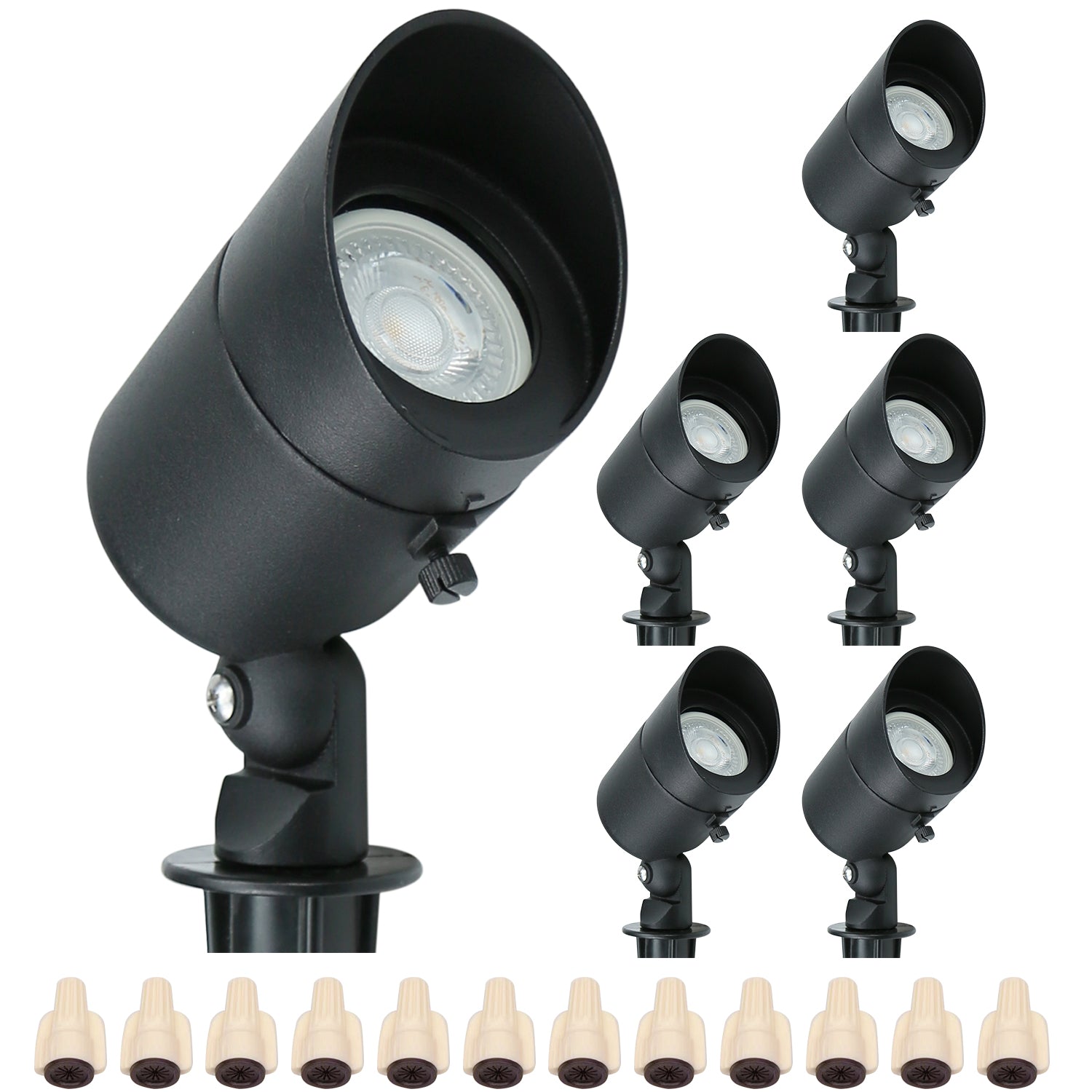 Lumina Lighting® 4W Low Voltage LED Spotlight | 12V Replaceable LED Bulb Included  (Black, 6-Pack)