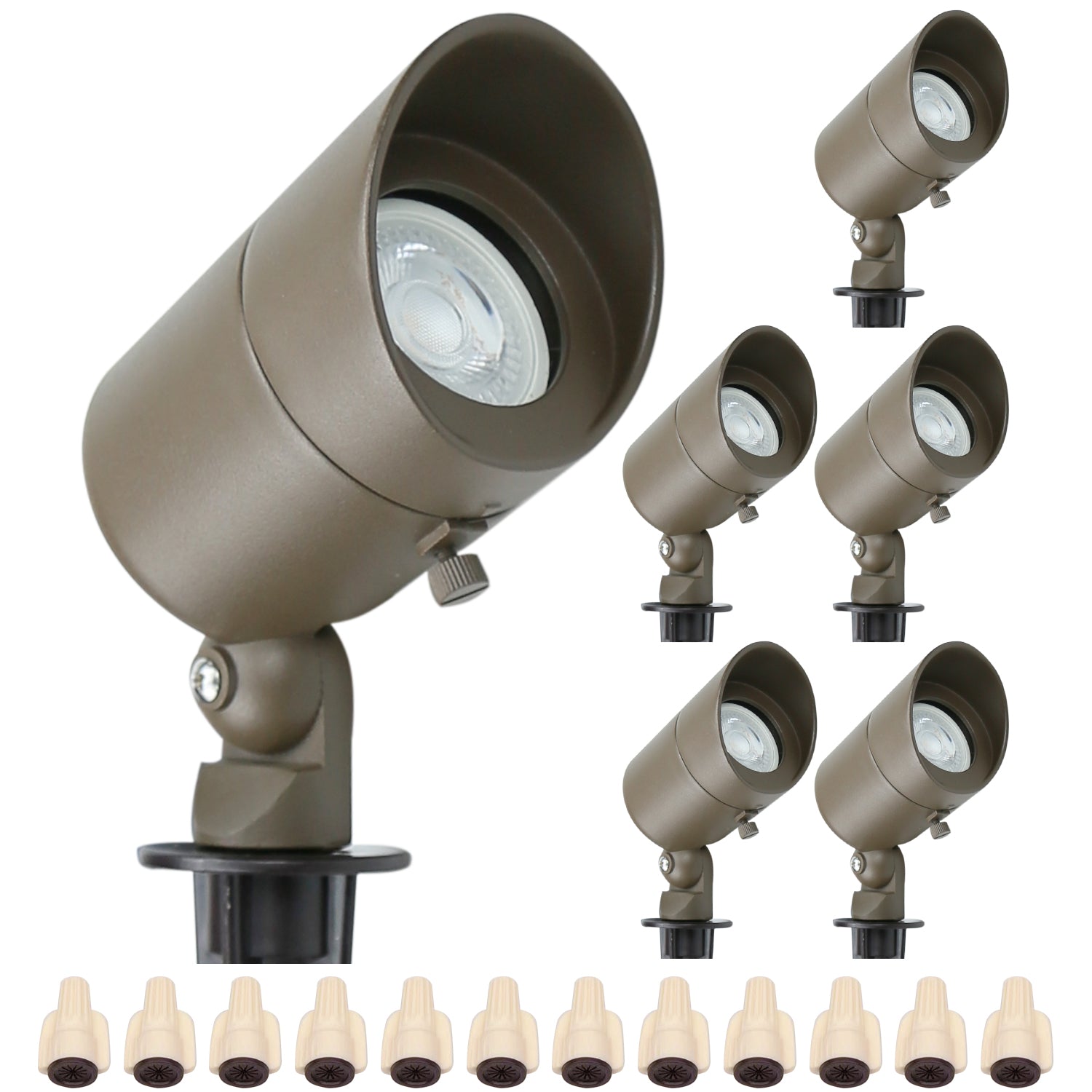 Lumina Lighting® 5W Low Voltage LED Spotlight | 12V Replaceable LED Bulb Included (Bronze, 6-Pack)