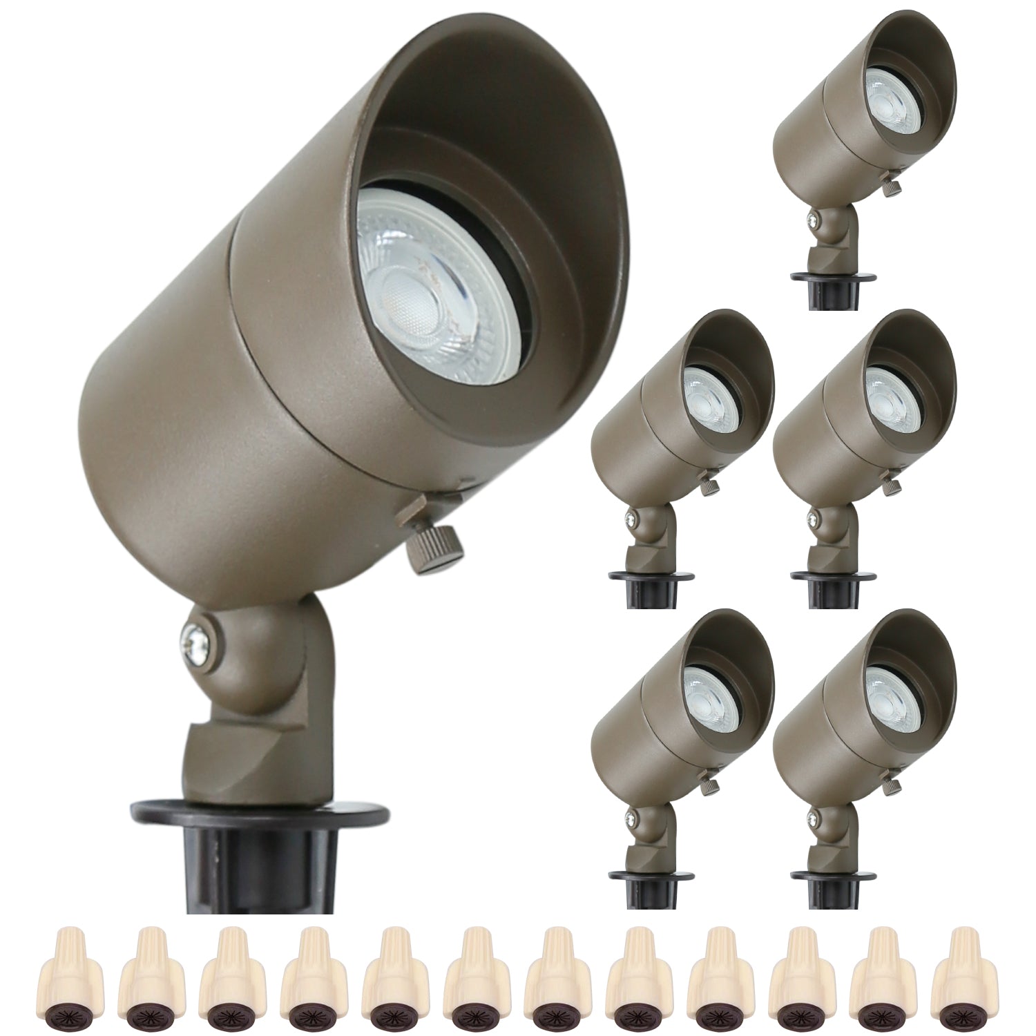 Lumina Lighting® 4W Low Voltage LED Spotlight | 12V Replaceable LED Bulb Included (Bronze, 6-Pack)