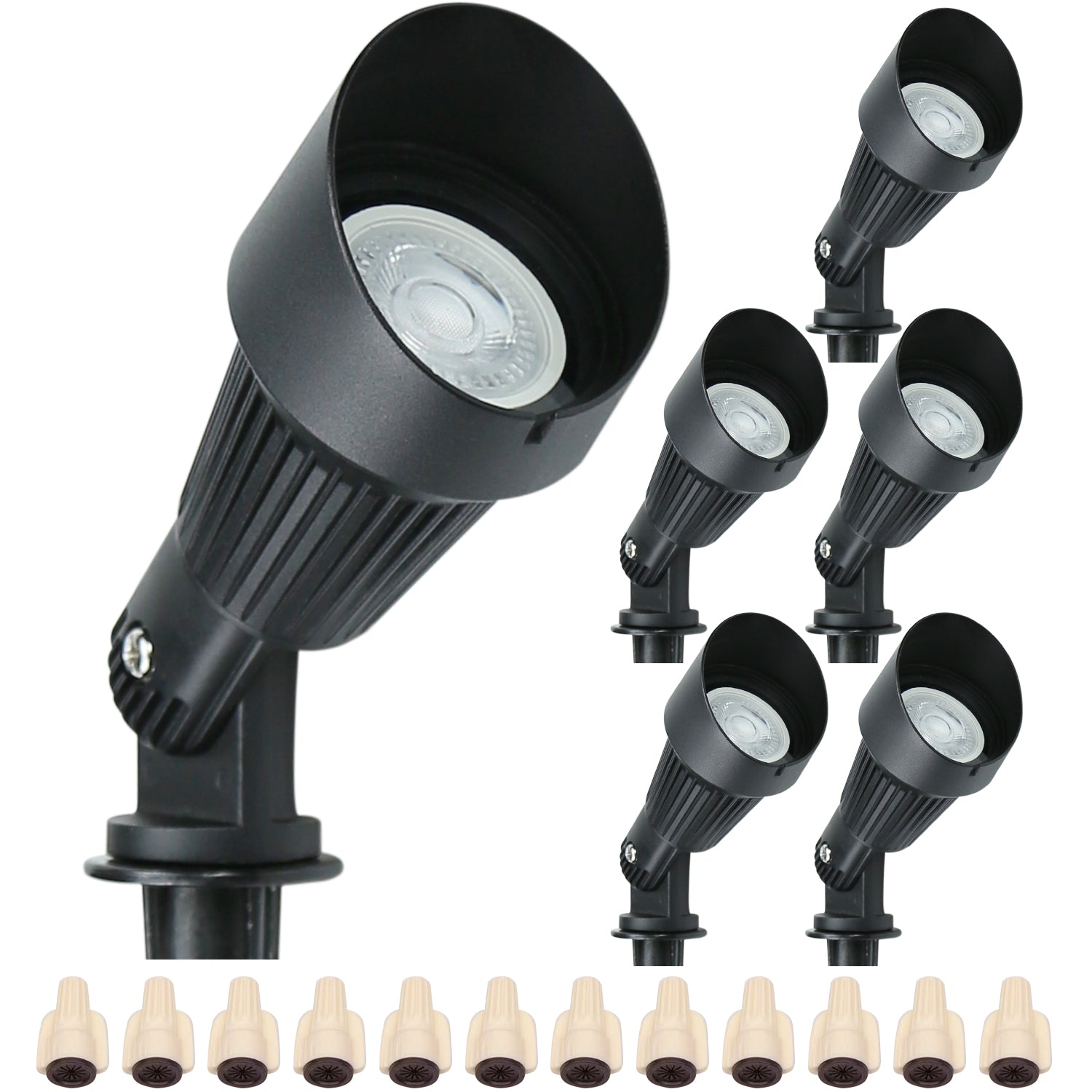 Lumina Lighting® 4W Low Voltage LED Spotlight | 12V Replaceable LED Bulb Included  (Black, 6-Pack)