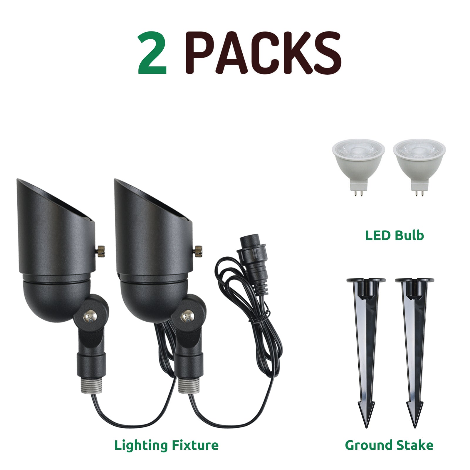 2 Spotlights SFL0104-BKLED, 4 Pagoda Path Lights, 1 Transformer