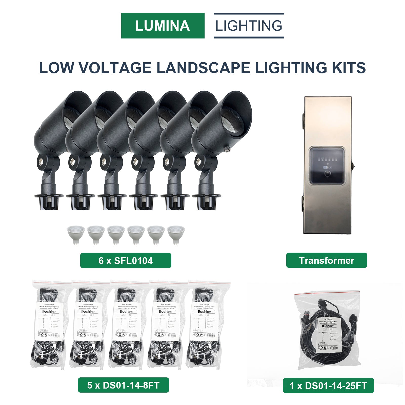 6 Spotlights SFL0104-BKLED,  1 Transformer
