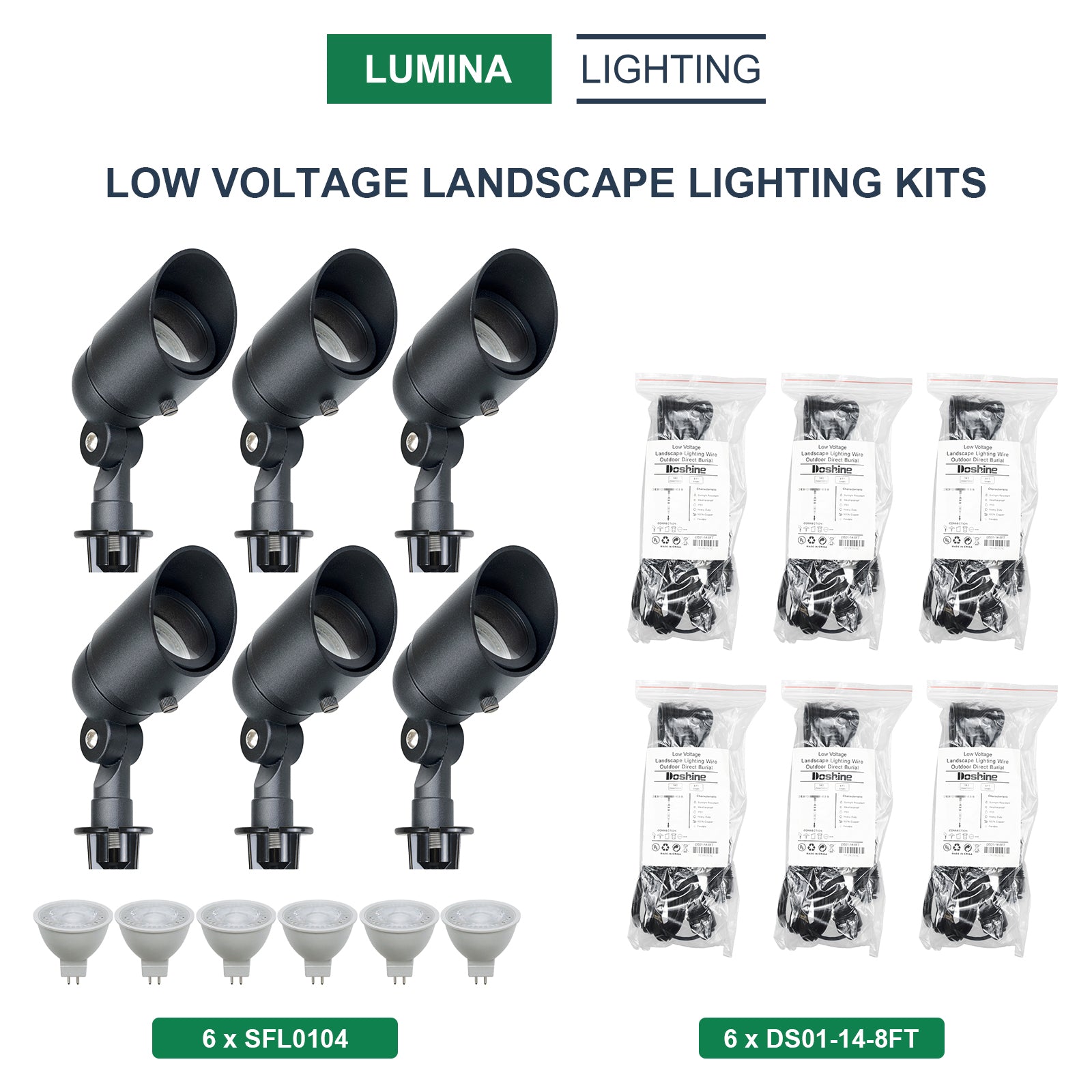 6 Spotlights SFL0104-BKLED