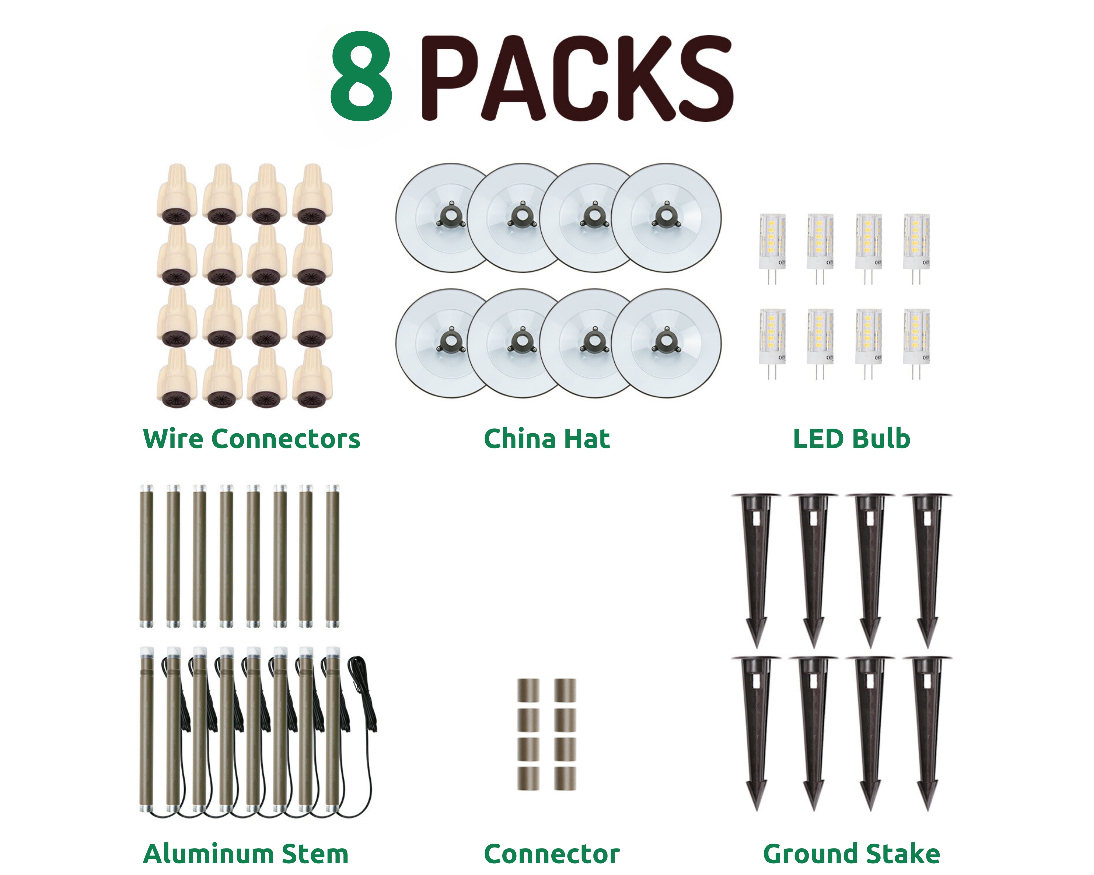 Lumina Lighting® 3W Low Voltage LED Pathway Lights 12V Replaceable LED Bulb Included (Bronze, 8-Pack)