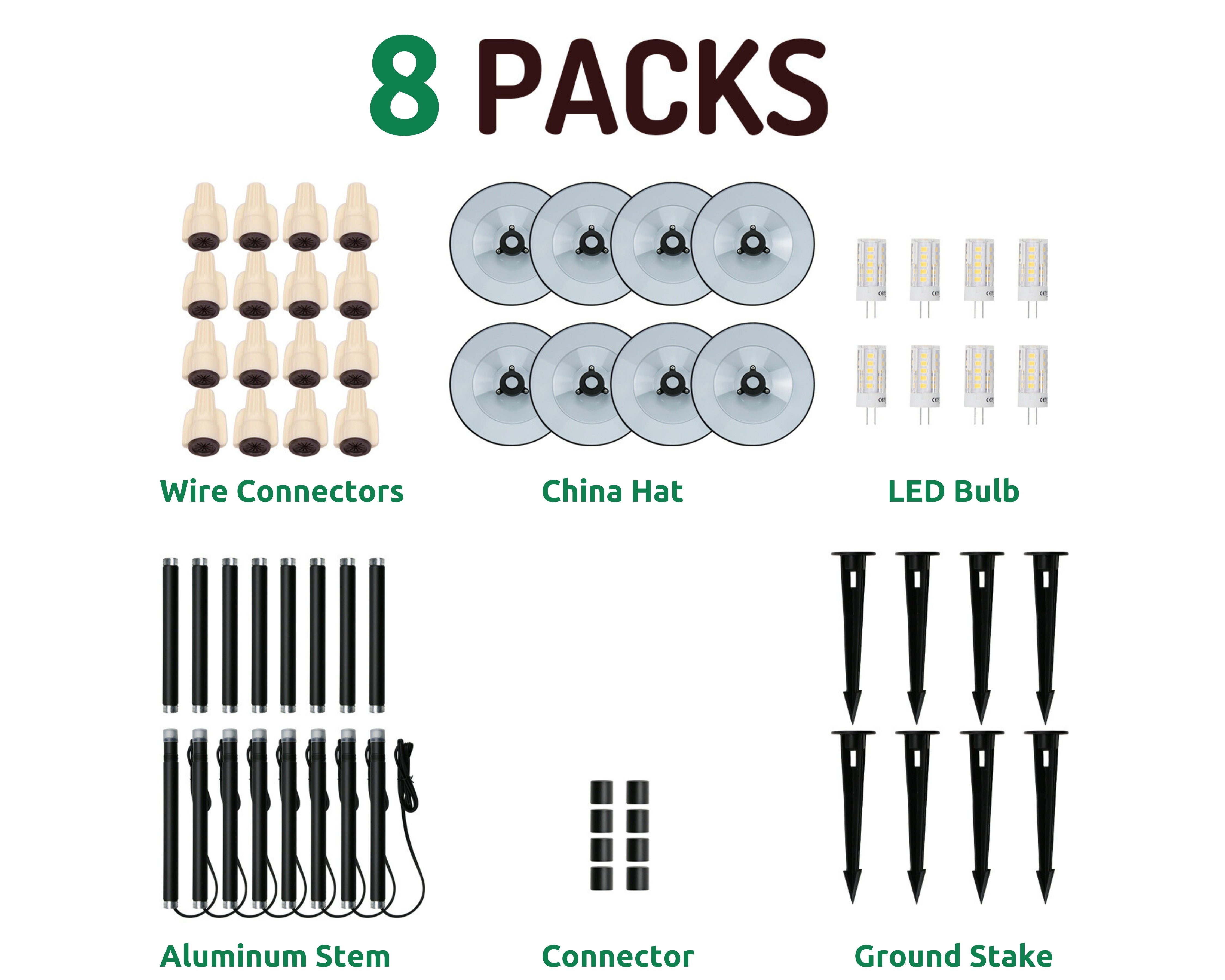 Lumina Lighting® 3W Low Voltage LED Pathway Lights 12V Replaceable LED Bulb Included (Black, 8-Pack)