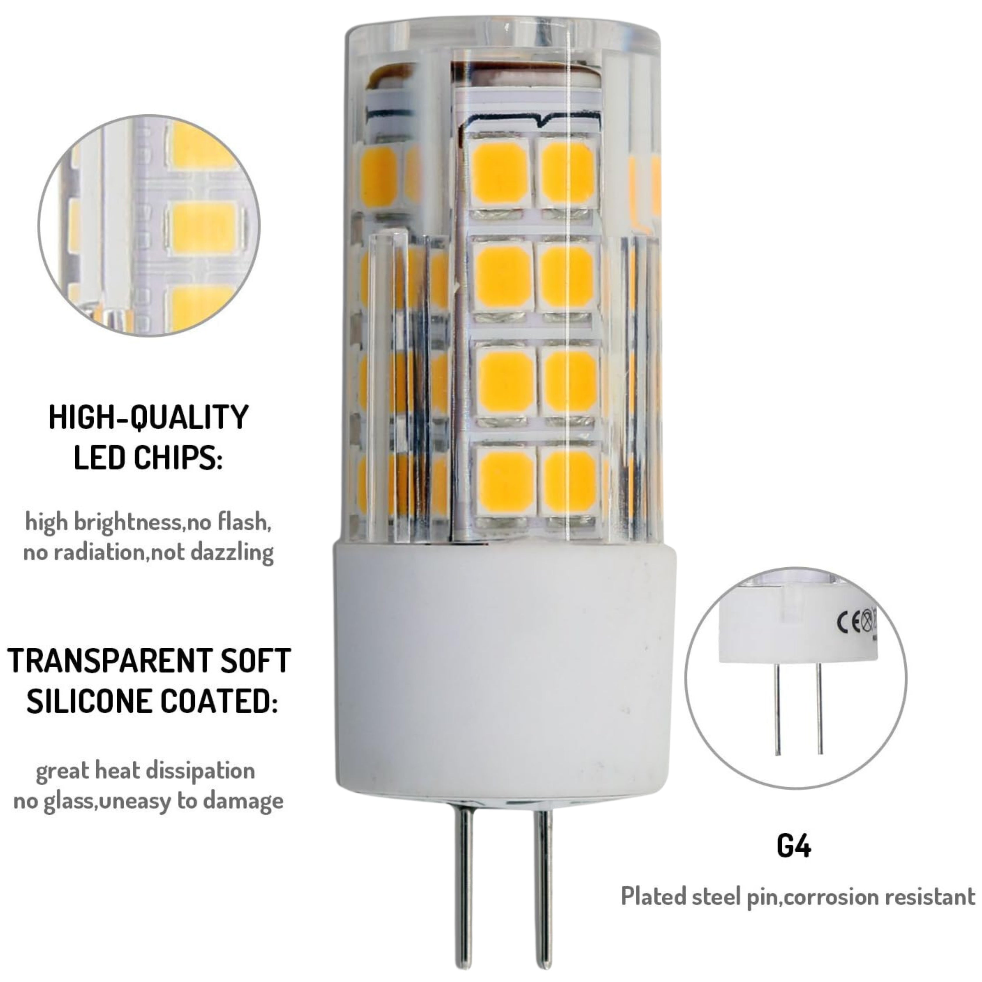 Lumina Lighting® G4 4W LED Bulb | 4W Bi-Pin Landscape LED Light | 12V 3000K Warm White, 380 Lumens | (10-Pack)