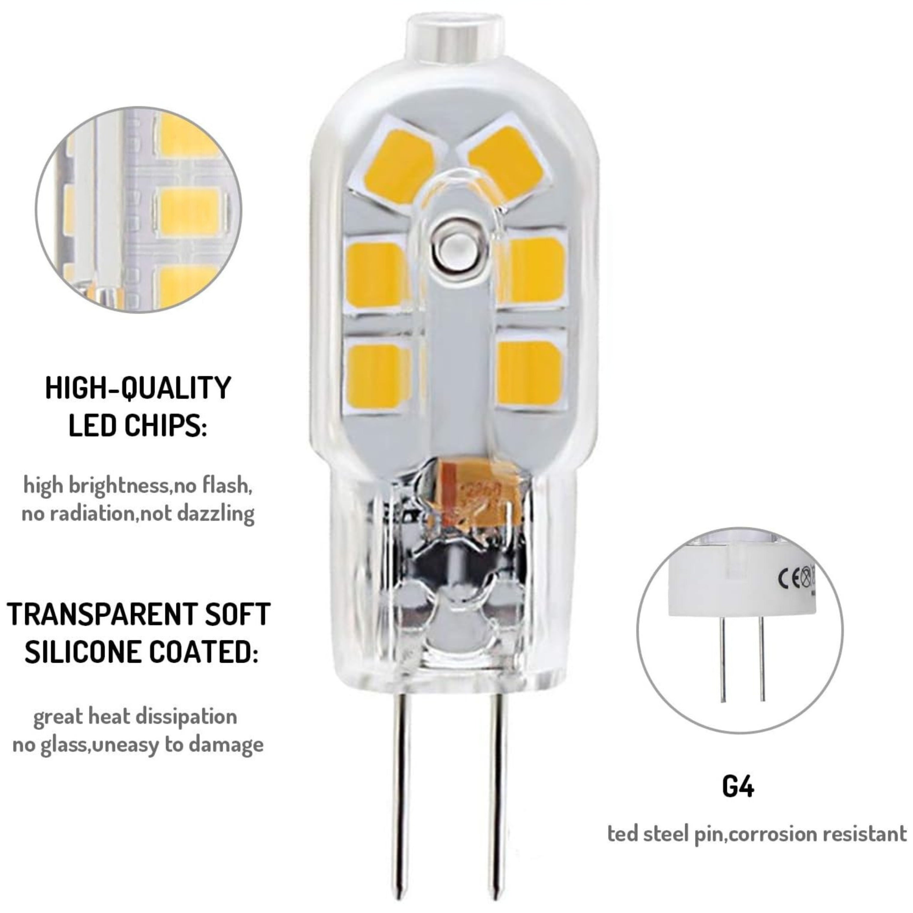 Lumina Lighting® 2W G4 LED Bulb | AC/DC 12V 3000K Warm White, 190 Lumens | (10-Pack)