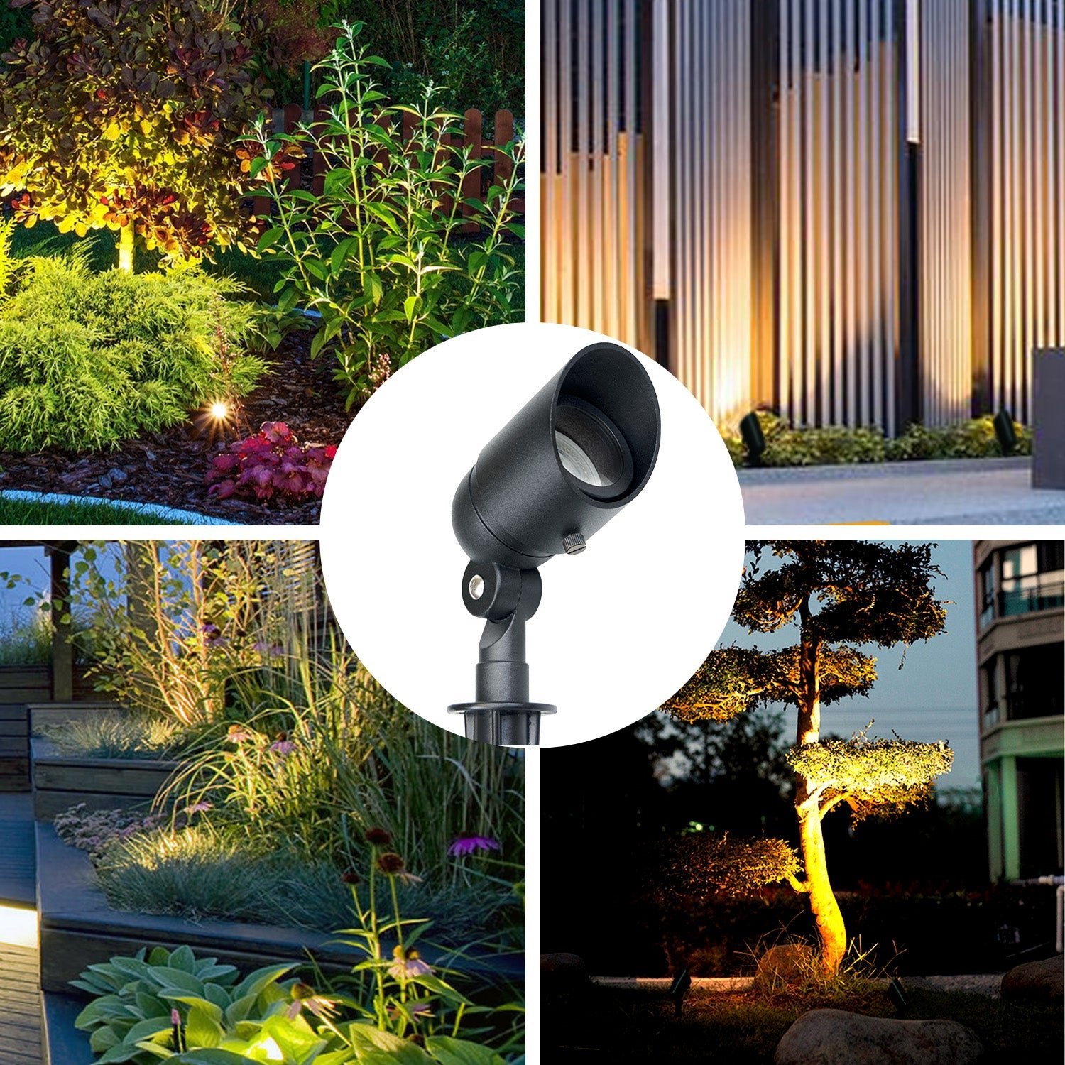 Lumina Lighting® 5W Landscape Spotlights | Low Voltage Landscape Lighting Lights - 12V 3000K | Replaceable MR16 LED Bulb (Black, 6-Pack)