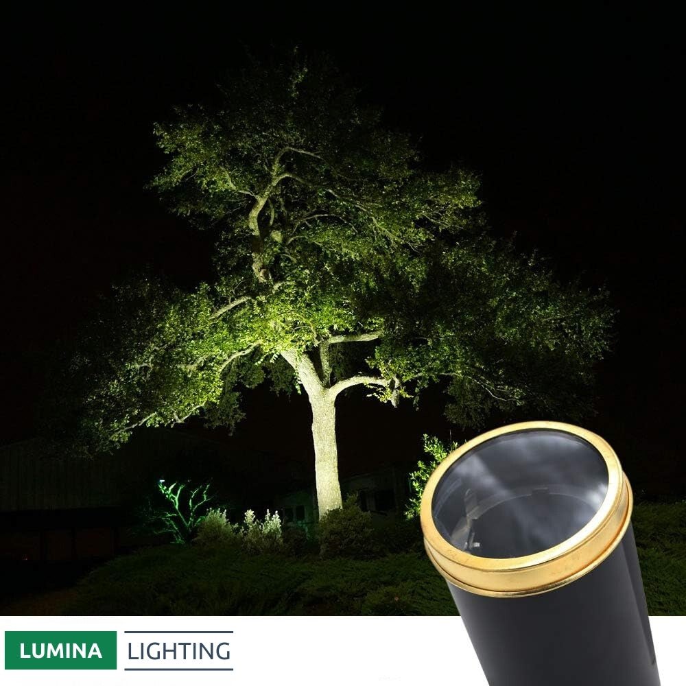 Lumina Lighting® 6W Landscape Well Lights (1 Pack) | Low Voltage Well Lights - Adjustable Outdoor In-Ground Light 12V 3000K | PAR36 LED (Gold/Black)